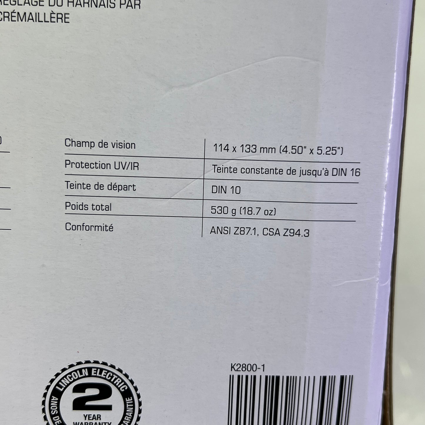 LINCOLN ELECTRIC Fixed Shade Passive Welding Helmet 10 Shade  Black K2800-1
