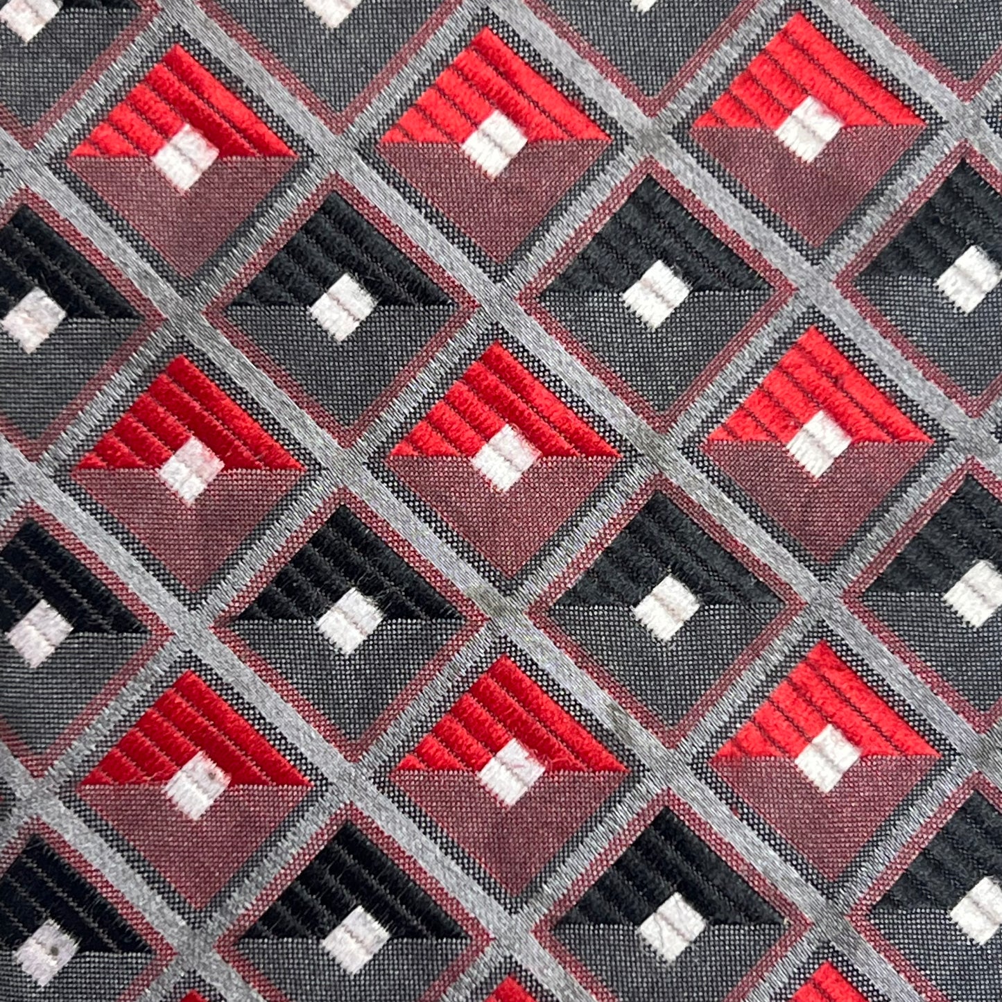 ALEXANDER JULIAN COLOURS Diamond Pattern Polyester Tie 60" Red (Pre-Owned)