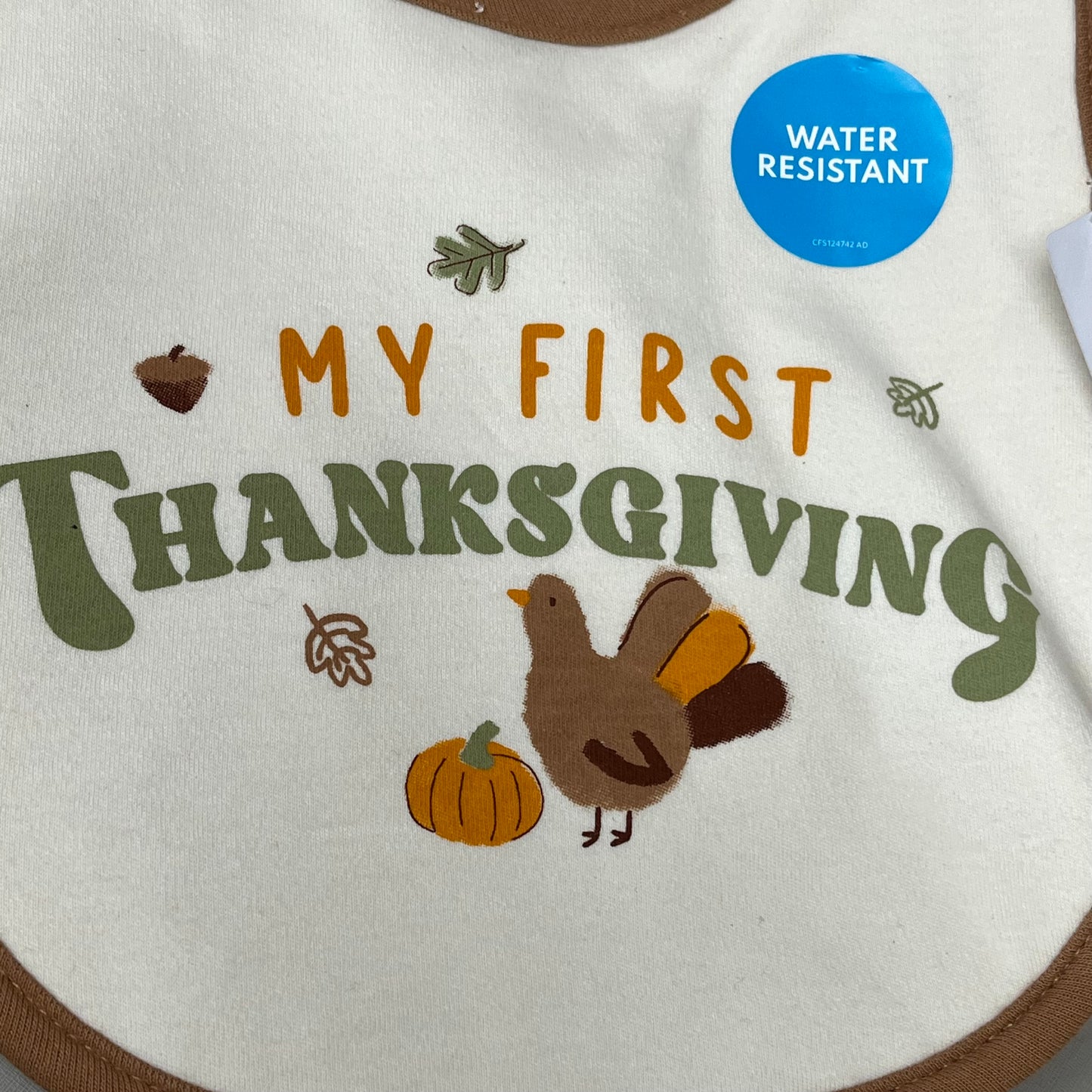 CARTER'S (3 PACK) My First Thanksgiving Bib Water Resistant One Size Ivy 1R302710