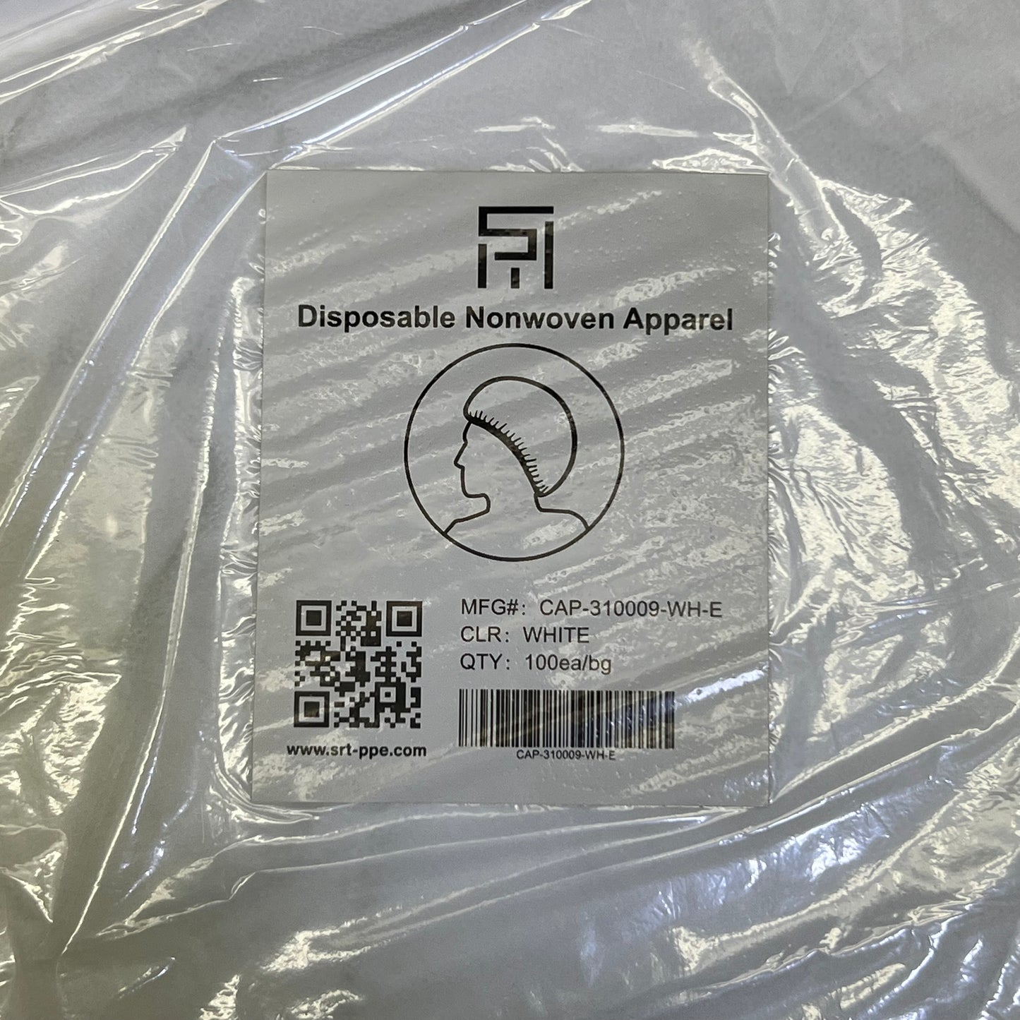 SRT (1000 Pcs) Polypropylene Bouffant Caps 24", White CAP-310009-WH-E