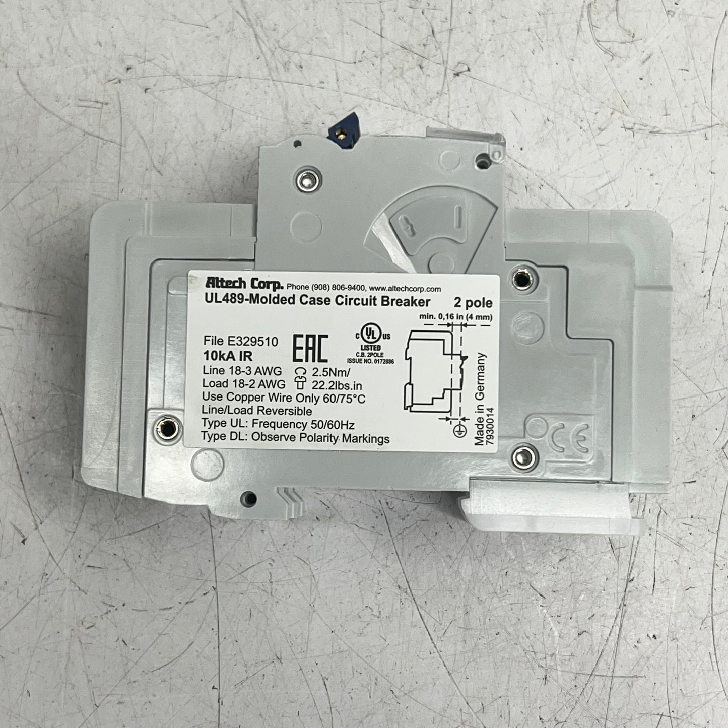 ALTECH CORP Miniature Molded Case Circuit Breaker 480Y/277V AC 50/60Hz 2C03UL