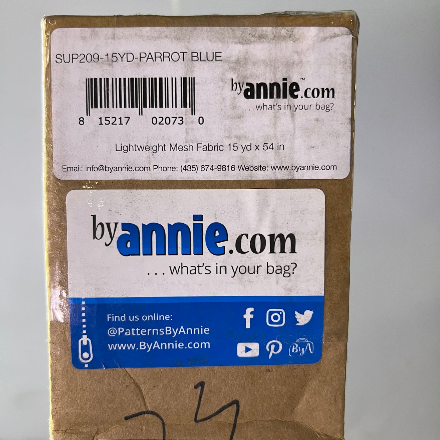 ANNIE Lightweight Mesh Fabric 15 yd x 54" Blue SUP209-15YD-PARROT BLUE