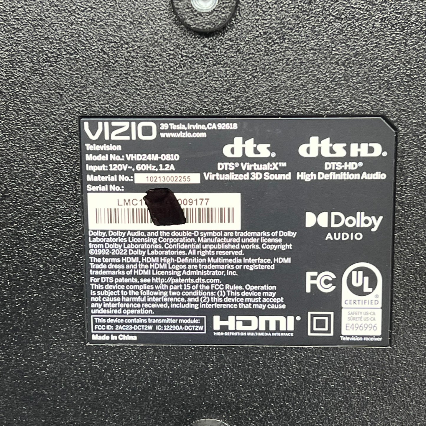 VIZIO D-Series Full Hd Smart Tv 24" 1920 X 1080 720P VHD24M0810 ENHB (As-Is)