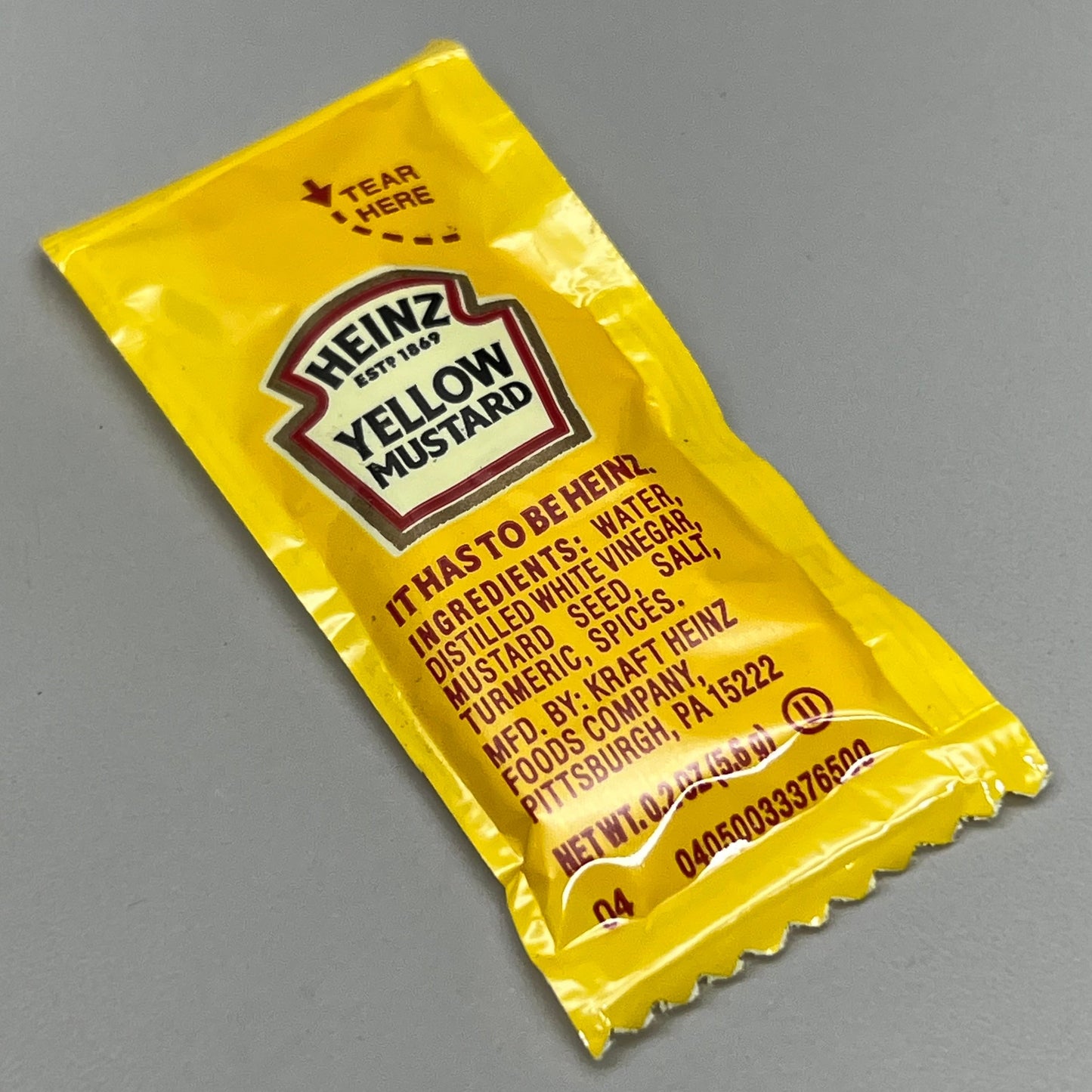 ZA@ HEINZ (500 PACK) Mild Mustard Individual Pack Size 0.2 oz BB 09/23 A