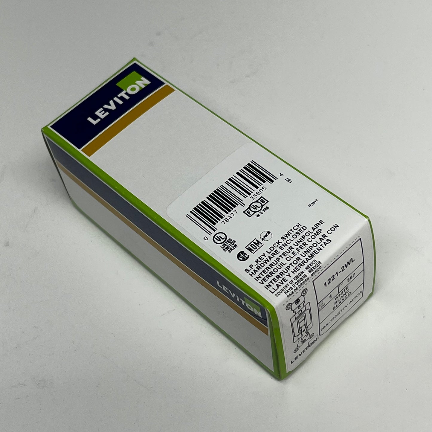 LEVITON Locking Toggle Switch Single Pole Quiet Switch 20 AMP 1221-2WL