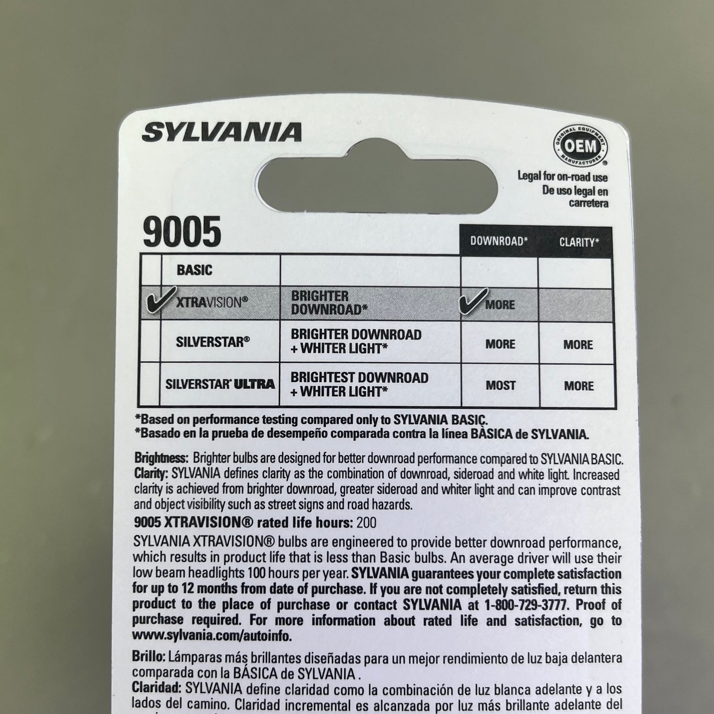 SYLVANIA (2 PACK) XtraVision Halogen Headlight Bulb  12.8V 9005XV.BP