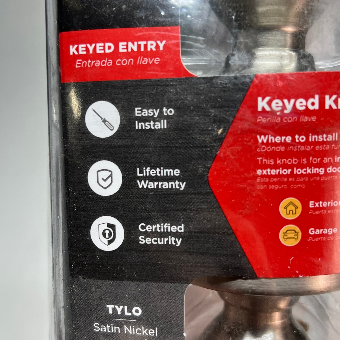 KWIKSET (2 PACK) Tylo Keyed Entry Door Knob SmartKey Satin Chrome 94002-820