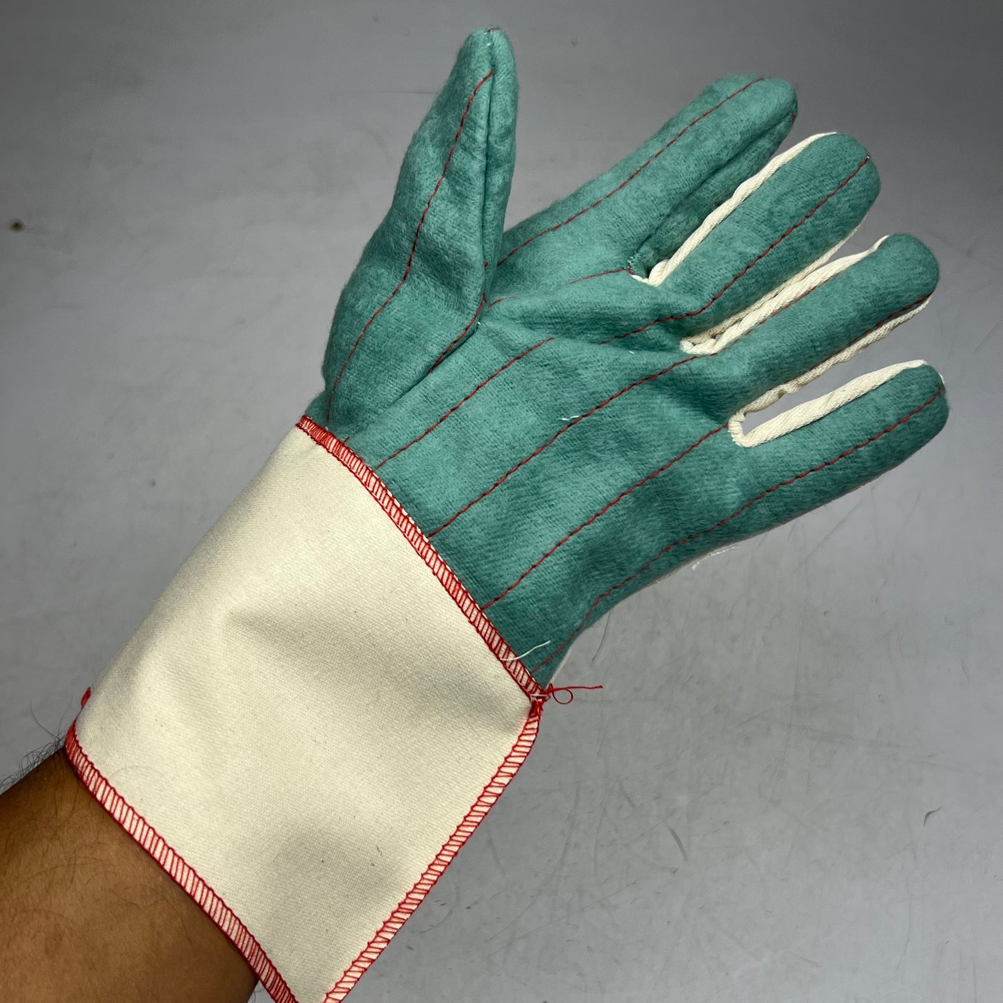 CAROLINA GLOVE (12 Pairs) Men's Safety Gloves Sz Large, Green & Beige FG170G