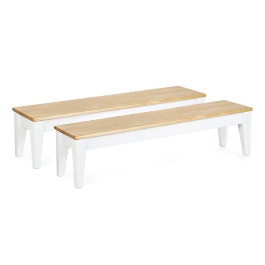 KAPLAN Farmhouse Bench (Set of 2) Sz 48" W x 12" H x 12" D Wood/White 31742
