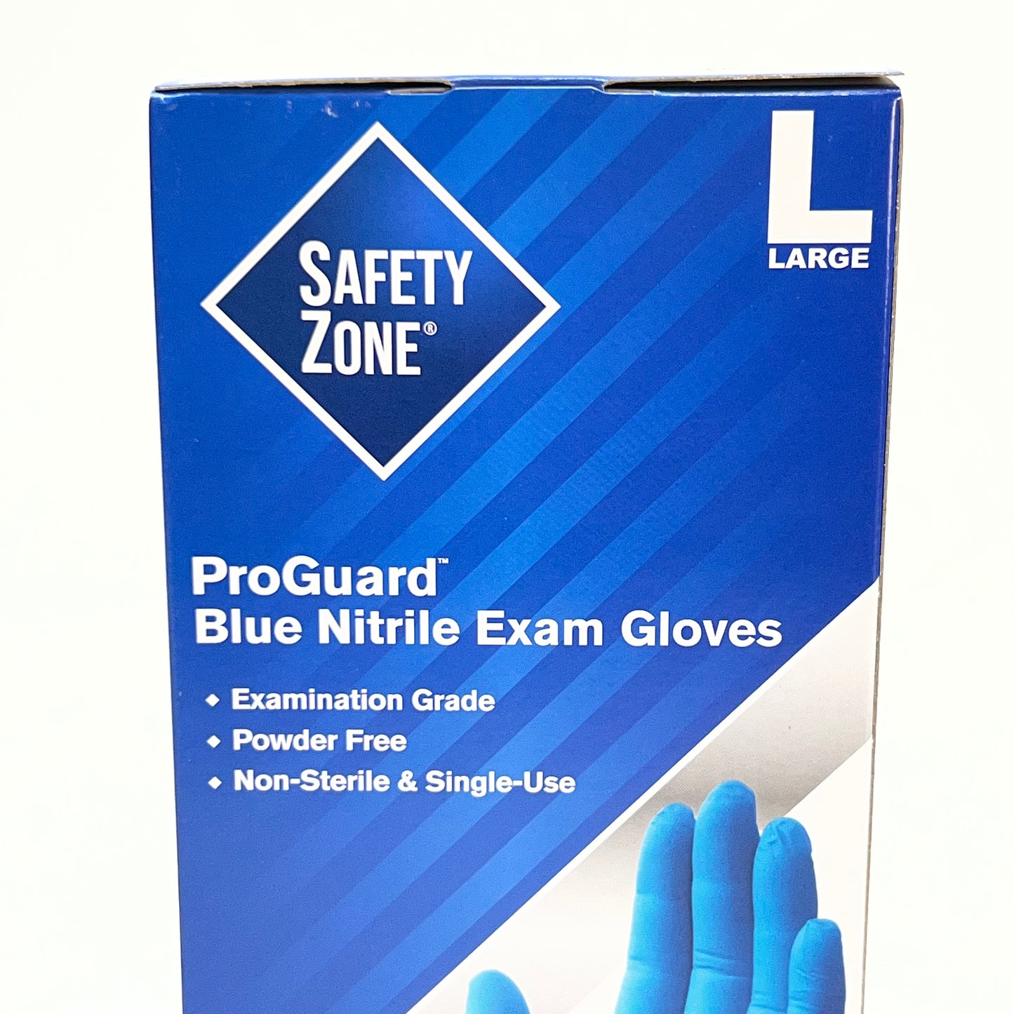 SAFETY ZONE (1000 Gloves) Powder Free Nitrile Examination Gloves Sz Large - Blue