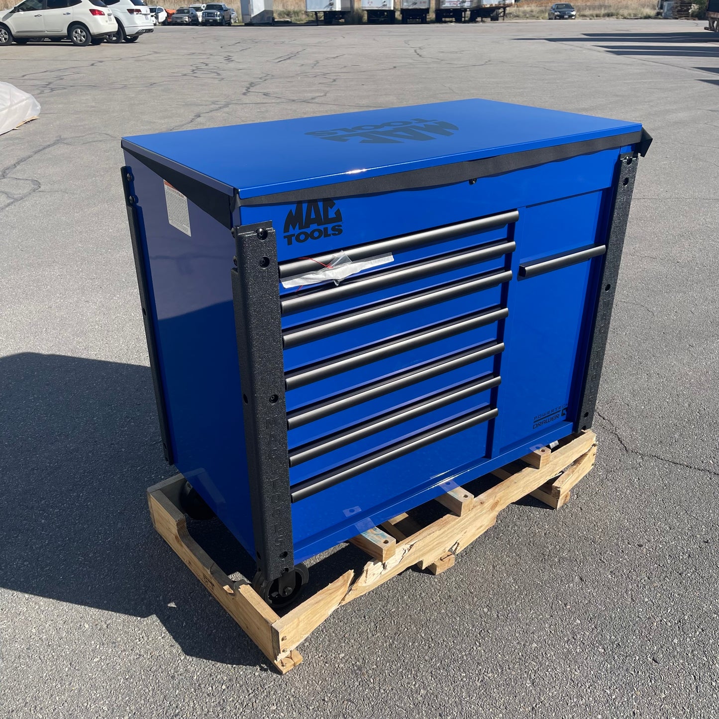 MAC TOOLS Vertical Power 7 Drawer Drop Top Cart 49” Blue UC4925VPD-BL