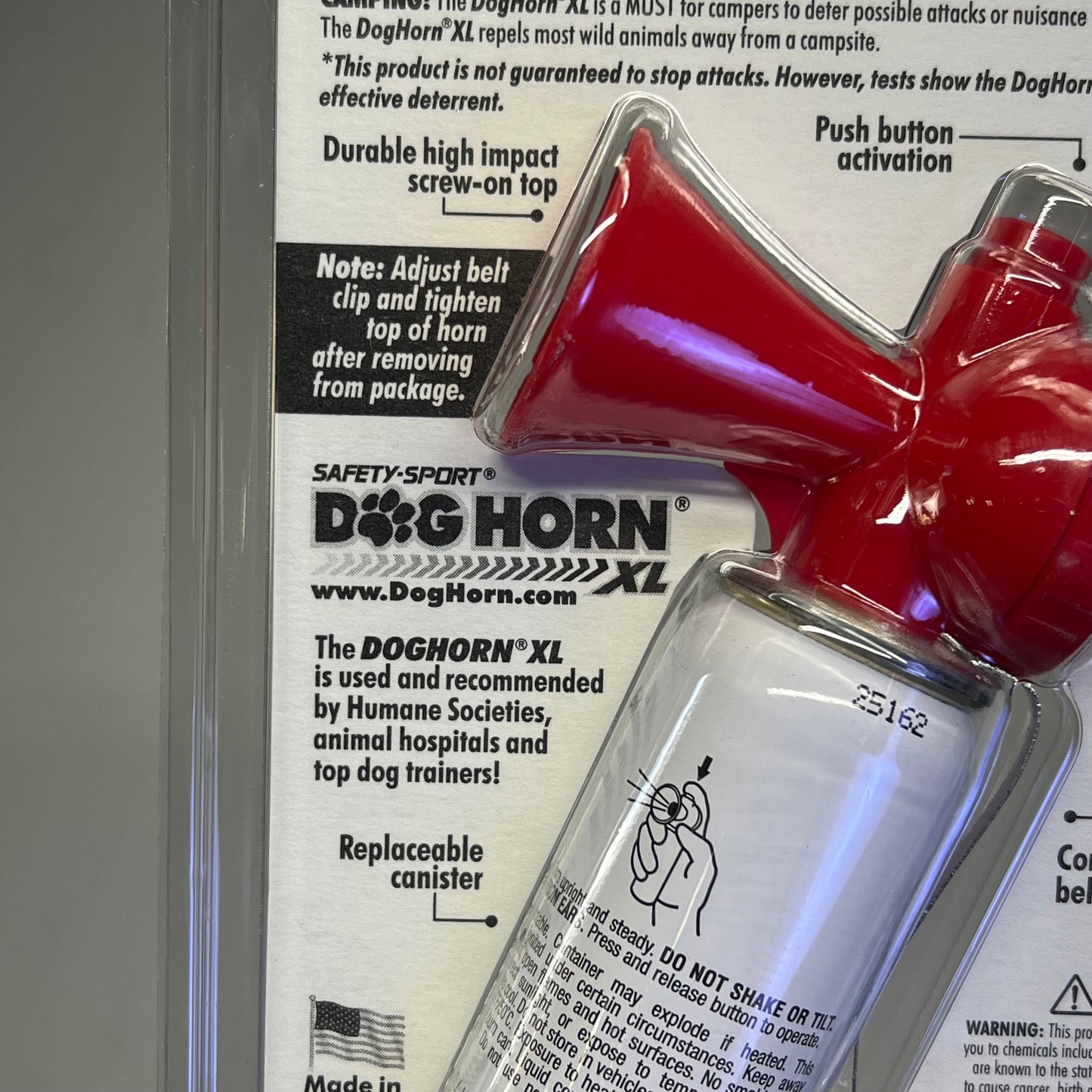 SAFETY SPORT Dog Horn Training & Deterring Attacks W/ Belt Clip USA Made 1.8 oz