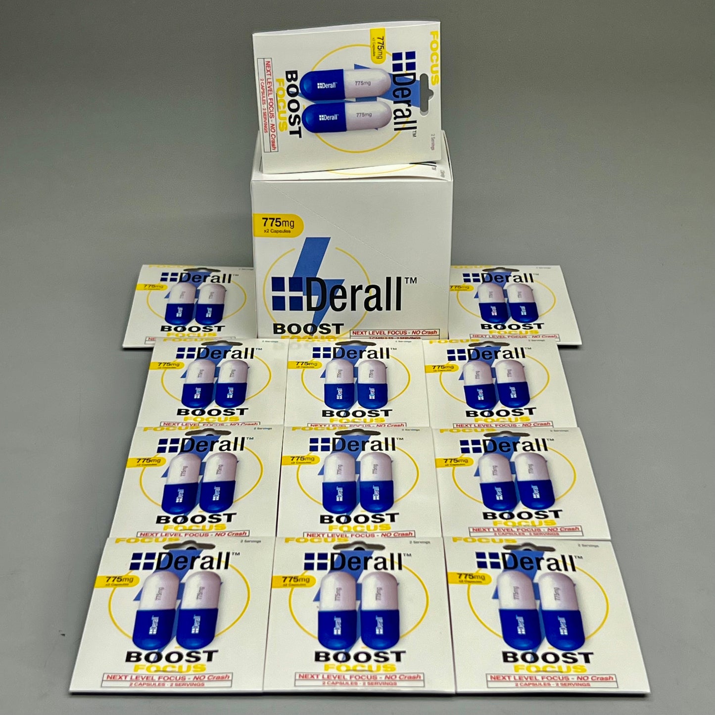 DERALL BOOST (12 PACK) Nootropic Brain Booster Focus 775 mg 2 Capsules per Pack