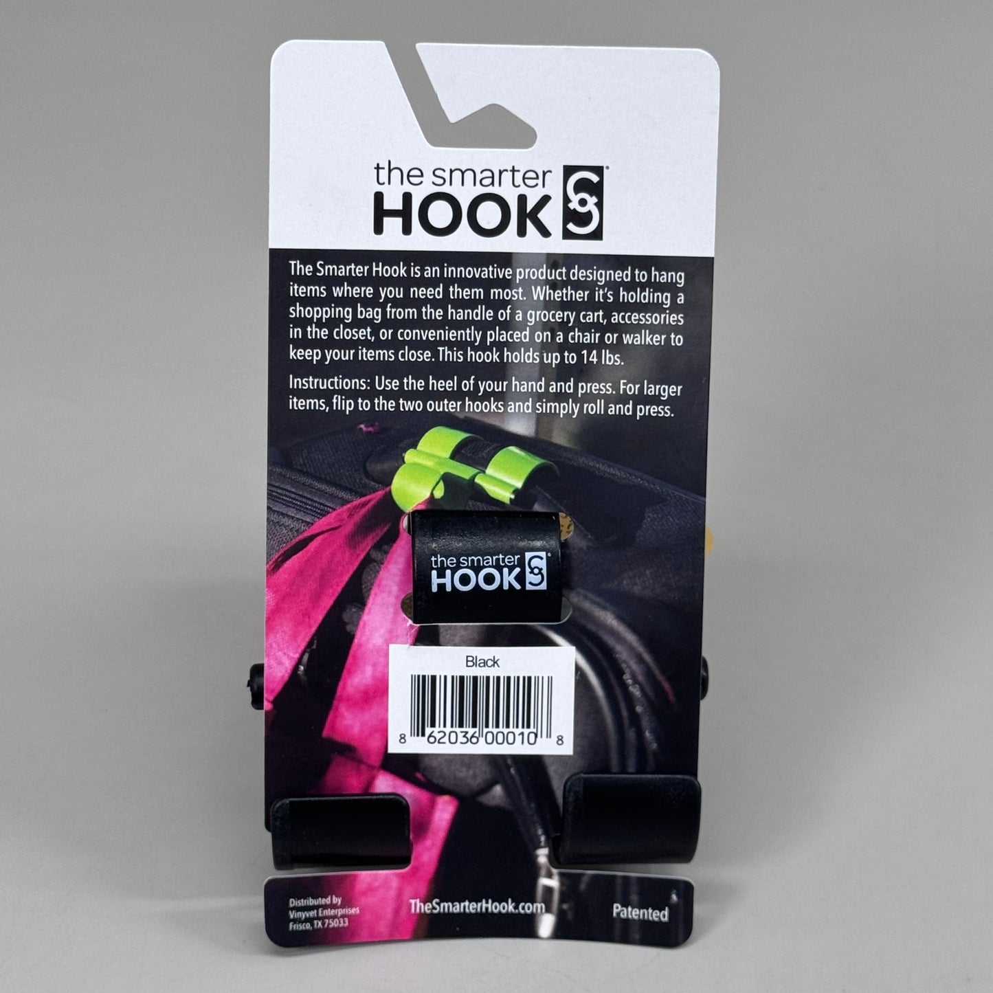 THE SMARTER HOOK (3 PACK) Plastic Durable Bag Hook Holds up to 14lbs Black