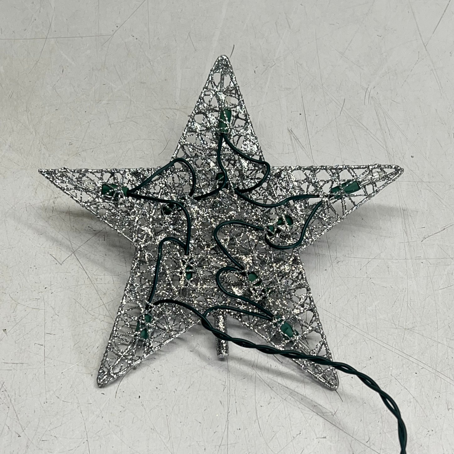 KURT S ADLER Wire Star Tree Topper Christmas Decor 9" 10 Light Silver UL0131S