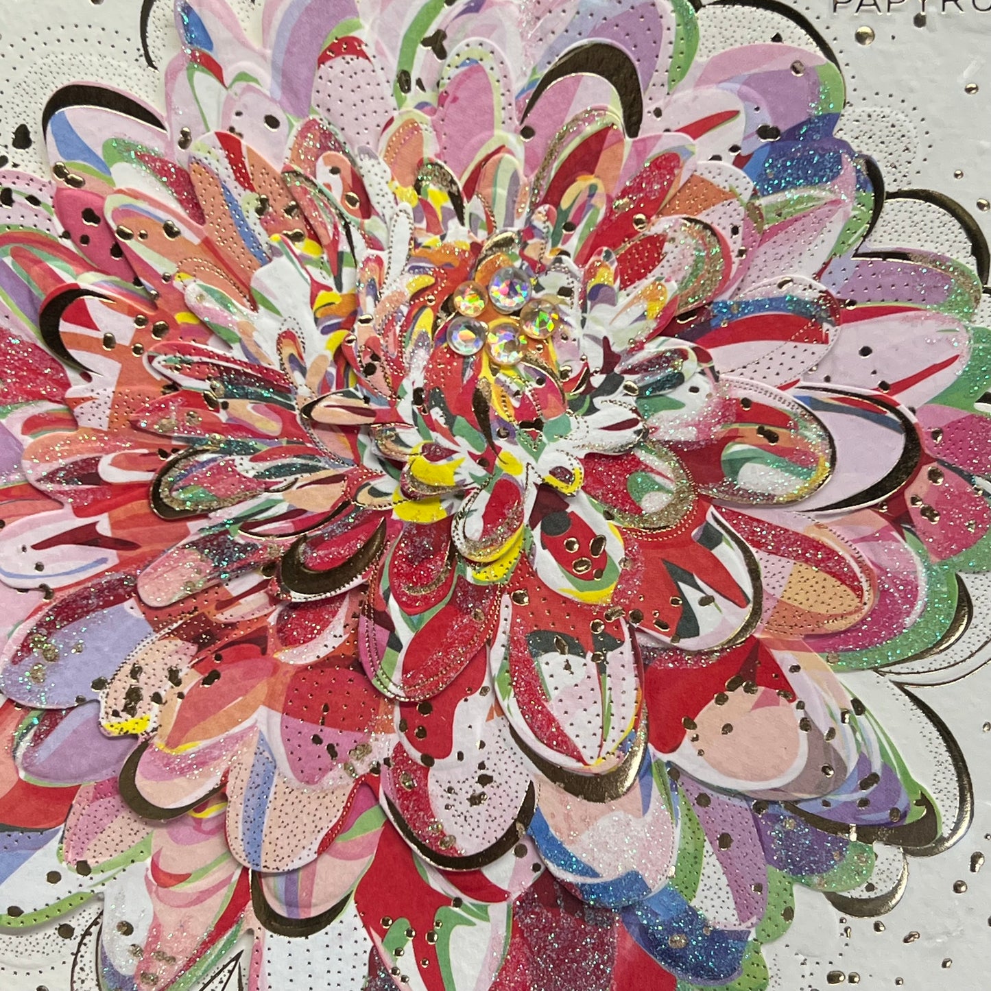 PAPYRUS (3 PACK) Bold Summer Flower 3D Design Birthday Cards  6.5" Multicolor