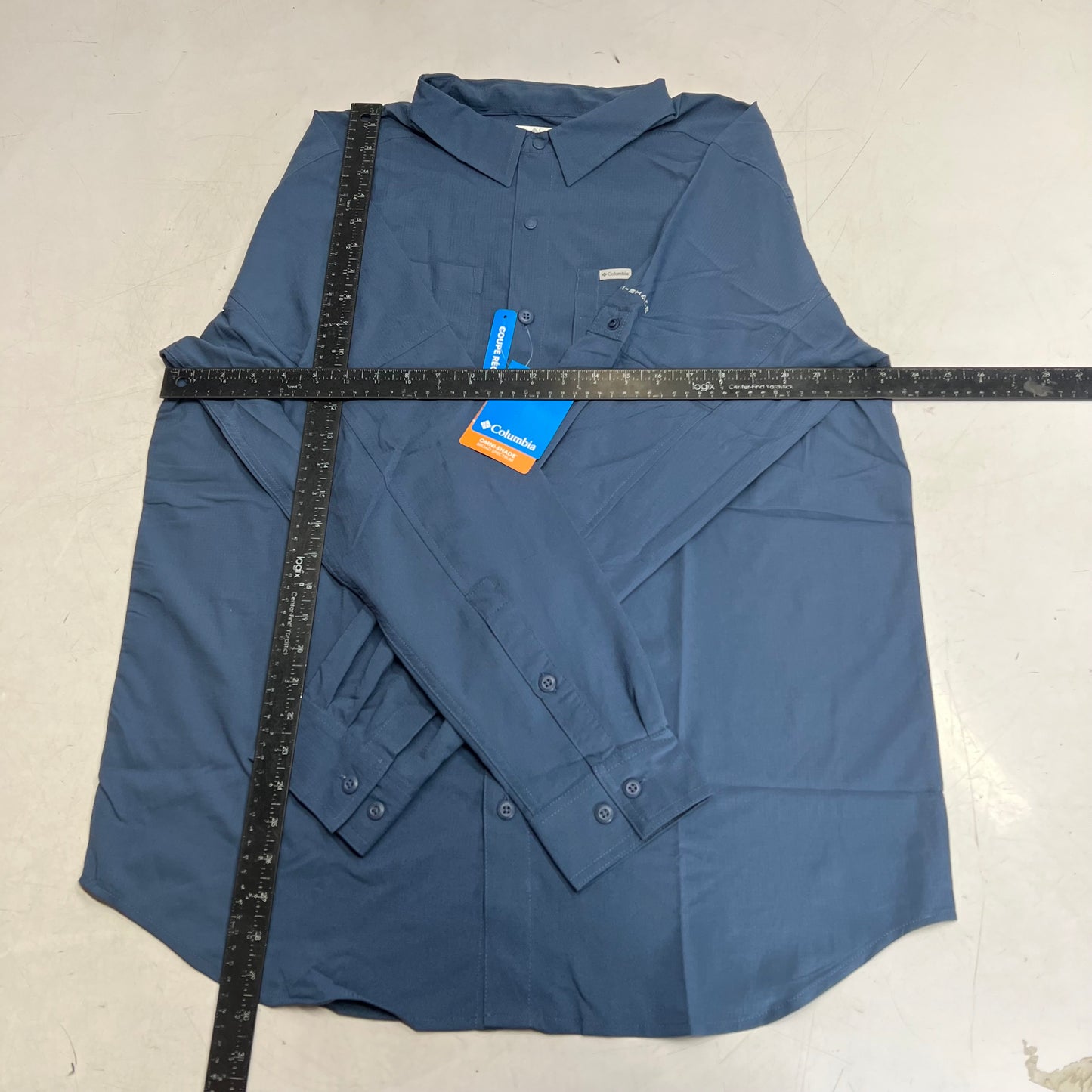 COLUMBIA Silver Ridge Utility Lite Long Sleeve Shirt Men's Sz L Blue AM1683-478