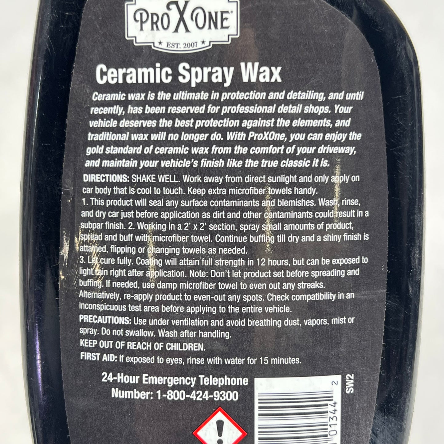 ZA@ PRO X ONE (3 PACK) Ceramic Spray Wax Enhance Shine & Protection 17 Fl Oz SW2 (As-Is, Damaged Bottles)