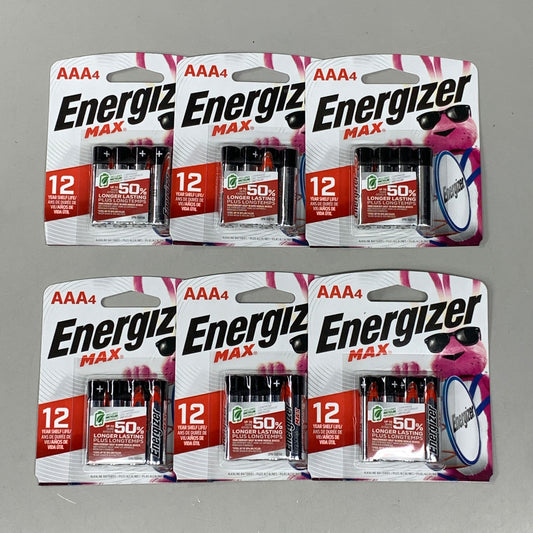 ENERGIZER MAX (6 PACK) AAA Alkaline Batteries 4 Pack (24 Batteries Total) E92BP-4