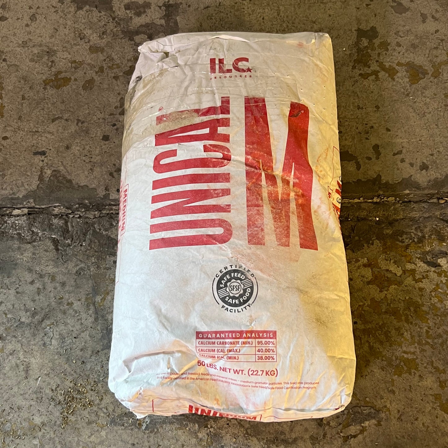 ZA@ Pallet of ILC Unical M Calcium Carbonate 50lb (AS-IS, Some Bags are Open)