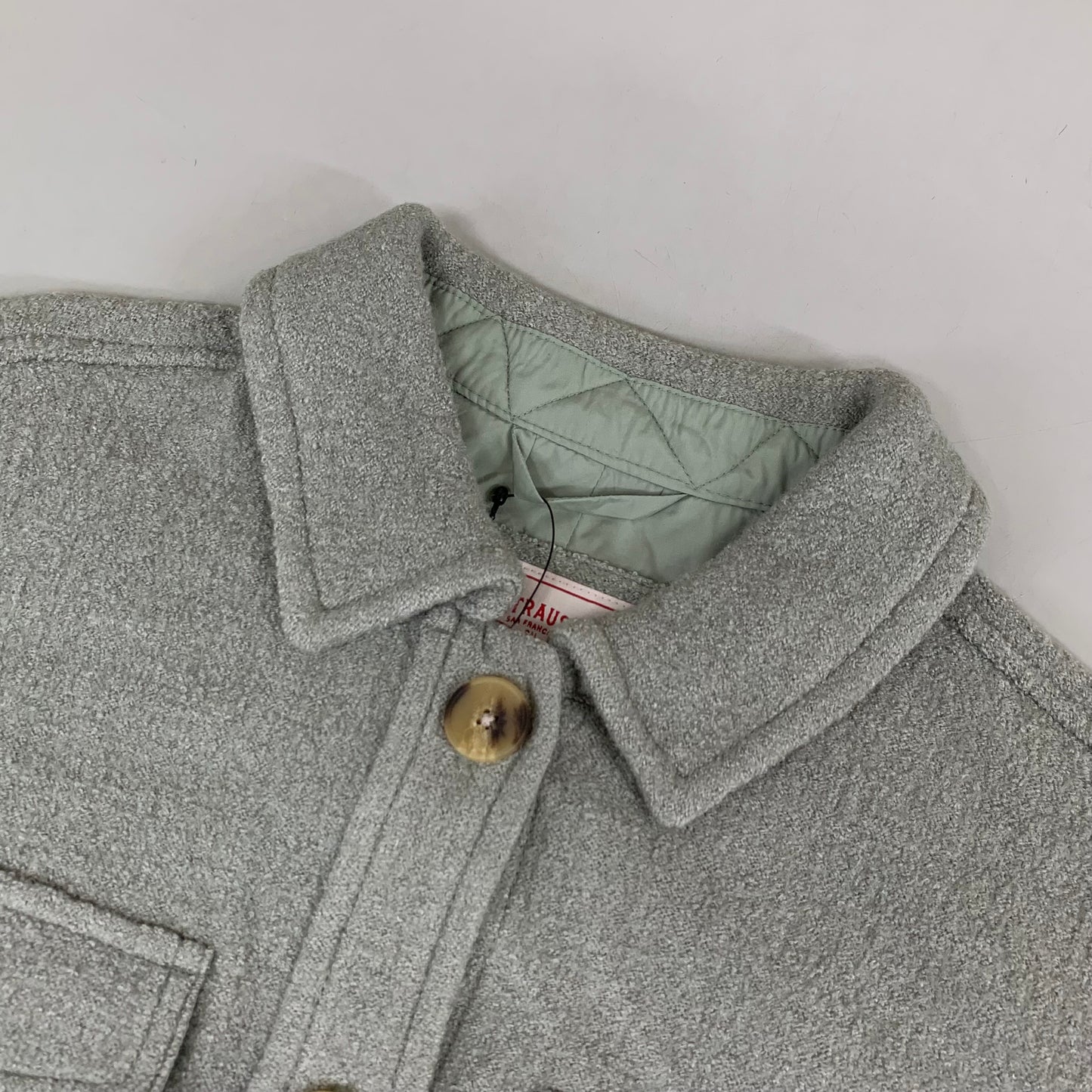 LEVI'S Front Button Cropped Jacket W/ Laydown Collar Women's Small Tea Green 595450040