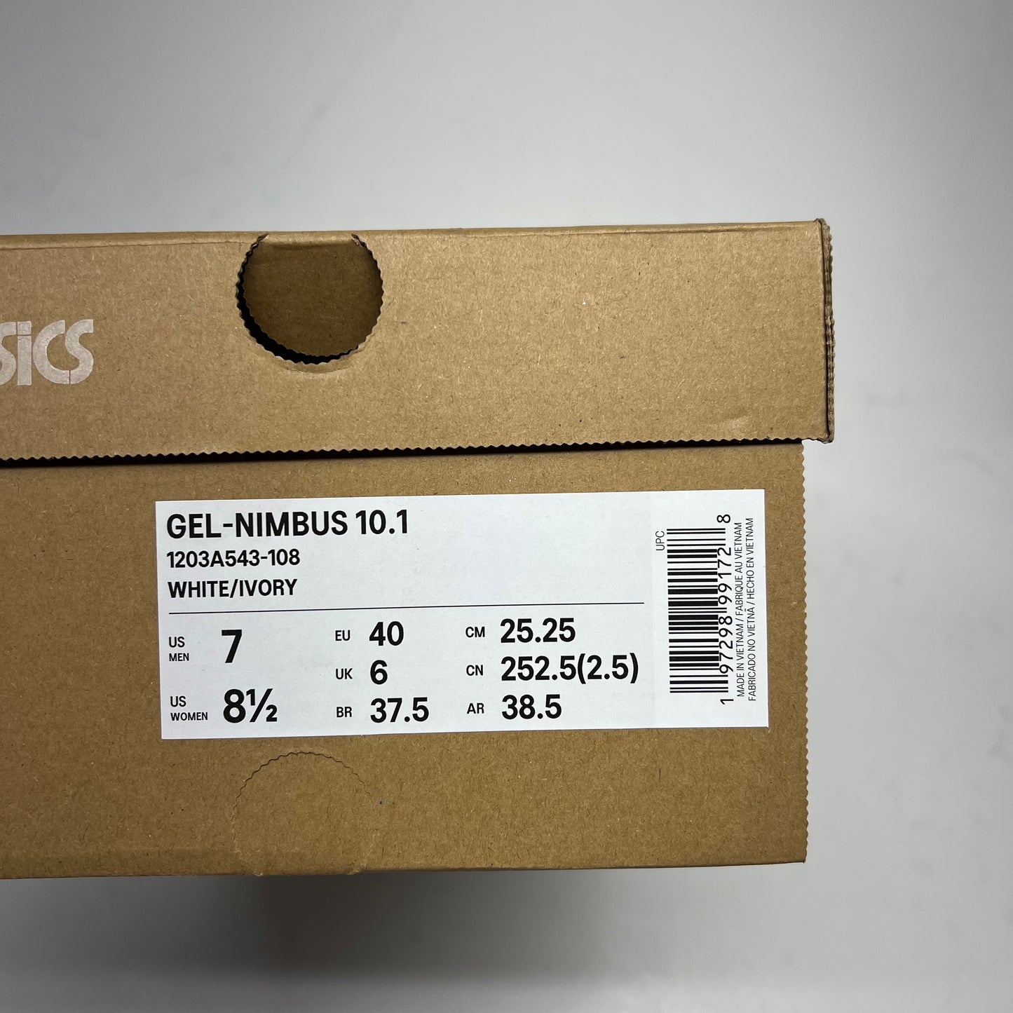 ASICS Gel Nimbus Eva Foam Sneaker M Sz 7 W Sz 8.5 White/Ivory 1203A543-108