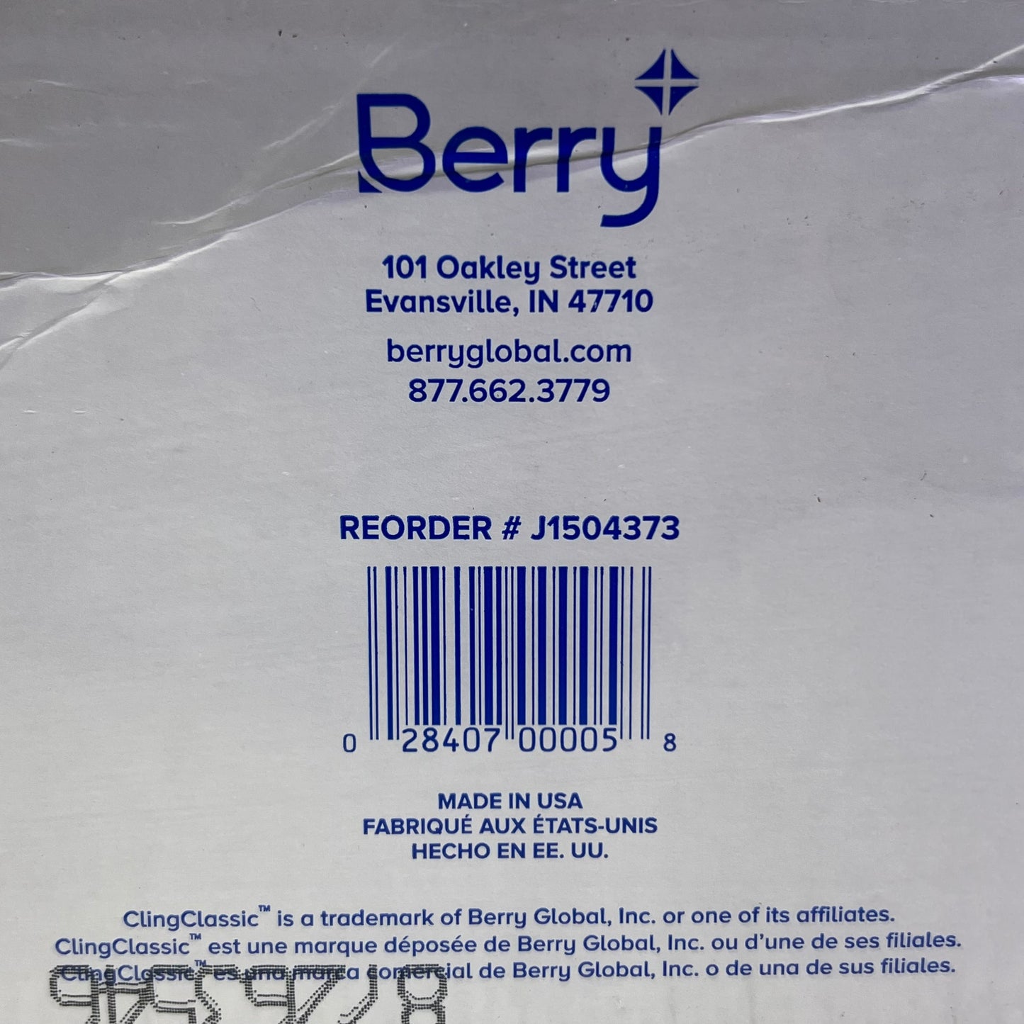 BERRY CLINGCLASSIC Food Wrap Sz 24" x 2000', Clear J1504373