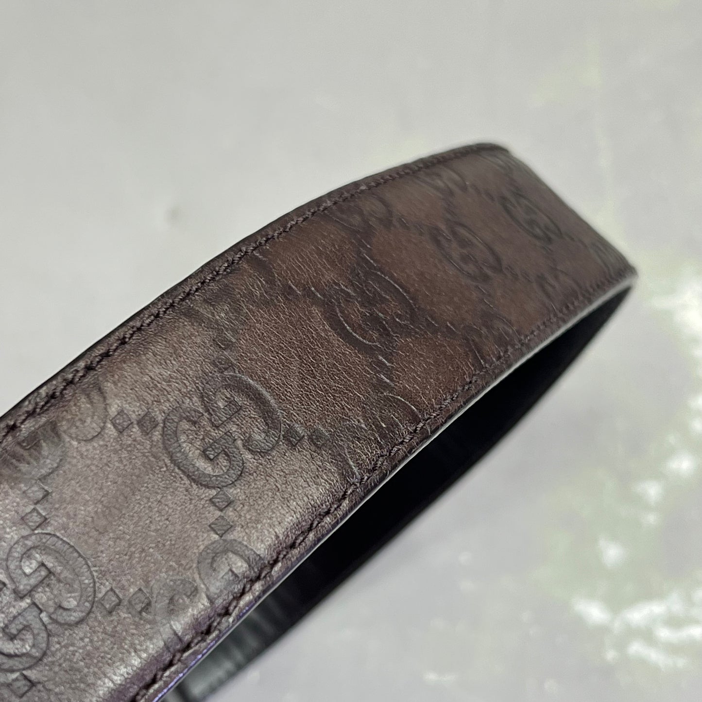 GUCCI Authentic Interlocking G Buckle Belt 43" L Brown (Pre-Owned)