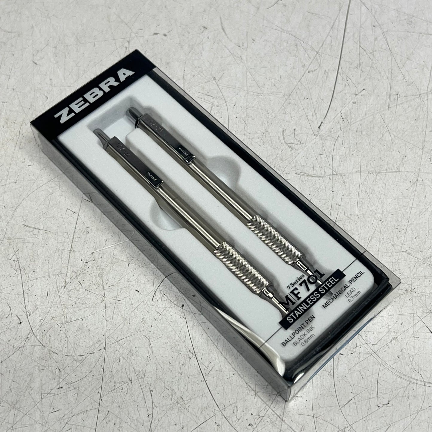 ZEBRA M/f 701 Stainless Steel Mechanical Pencil & Ballpoint Pen Gift Set Silver