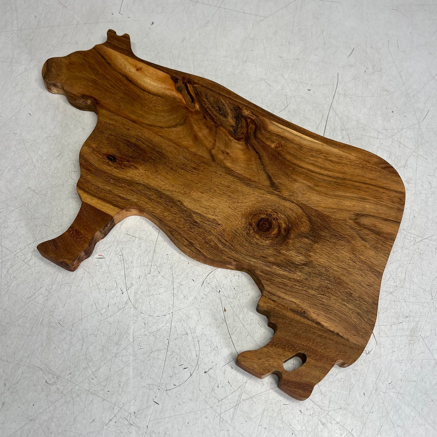 CREATIVE CO OP Acacia Wood Cow Shaped Cheese/cutting Board Natural  DG0078