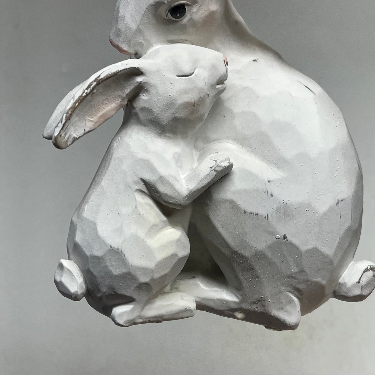 RAZ IMPORTS Rabbit & Baby Cuddling Resin Figure Home Decor 10.5" White 4411053