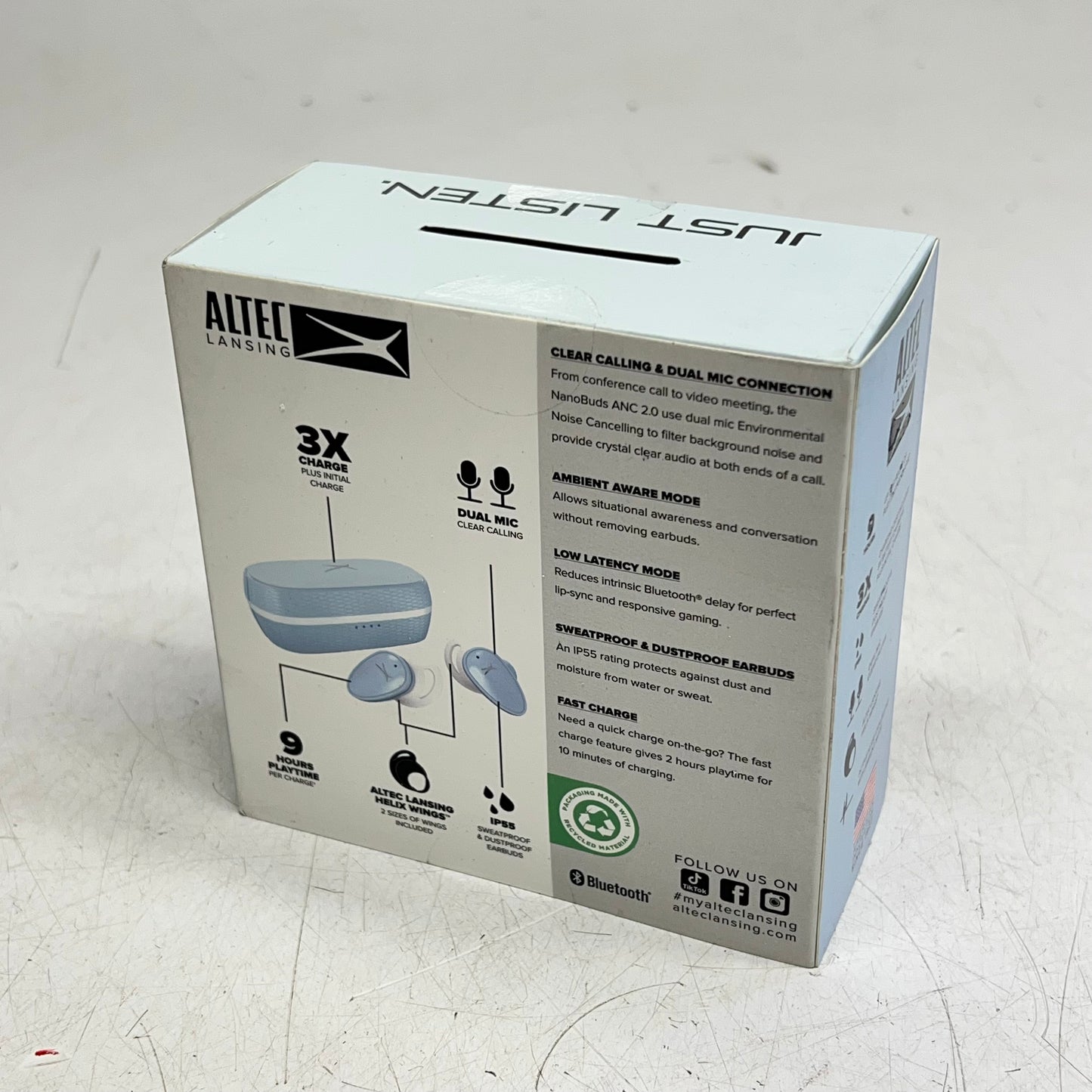 ALTEC LANSING Nanobuds Anc Headphones Noise Cancelling Icy Blue MZX5301-ICY
