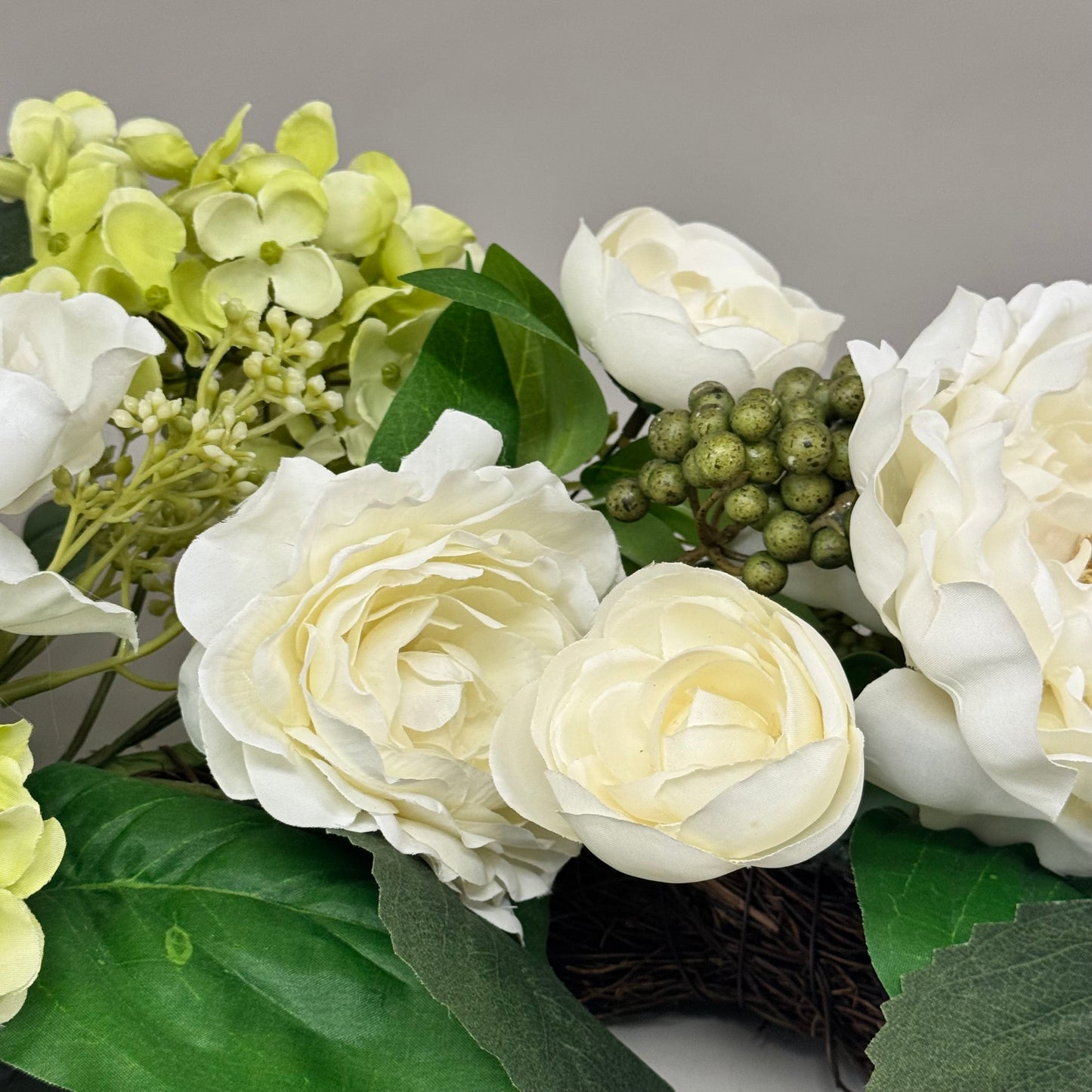 RAZ IMPORTS White Peony Ranunculus & Geranium Wreath 26" 129.00 W4402060