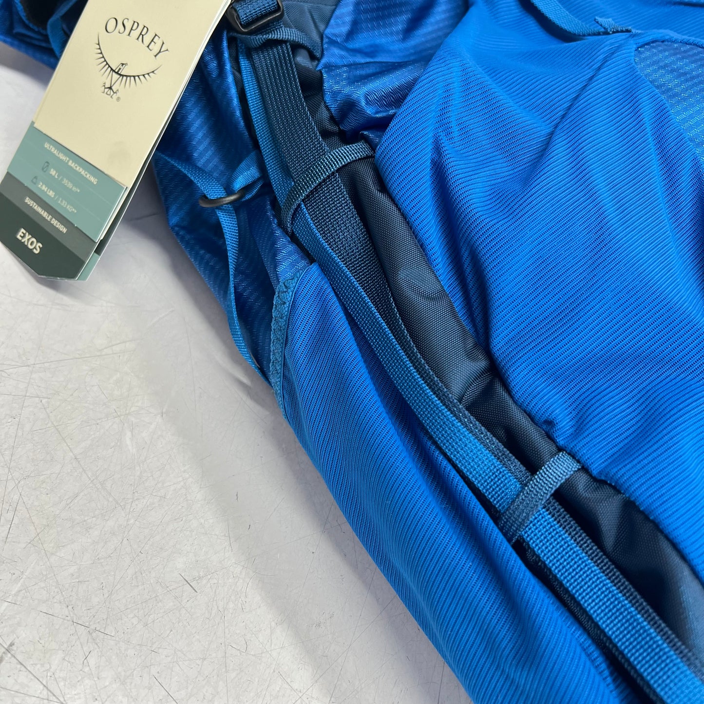 OSPREY Exos 58 Backpack Comfort Pack Men's Sz L/XL 61L Blue Ribbon 10004021