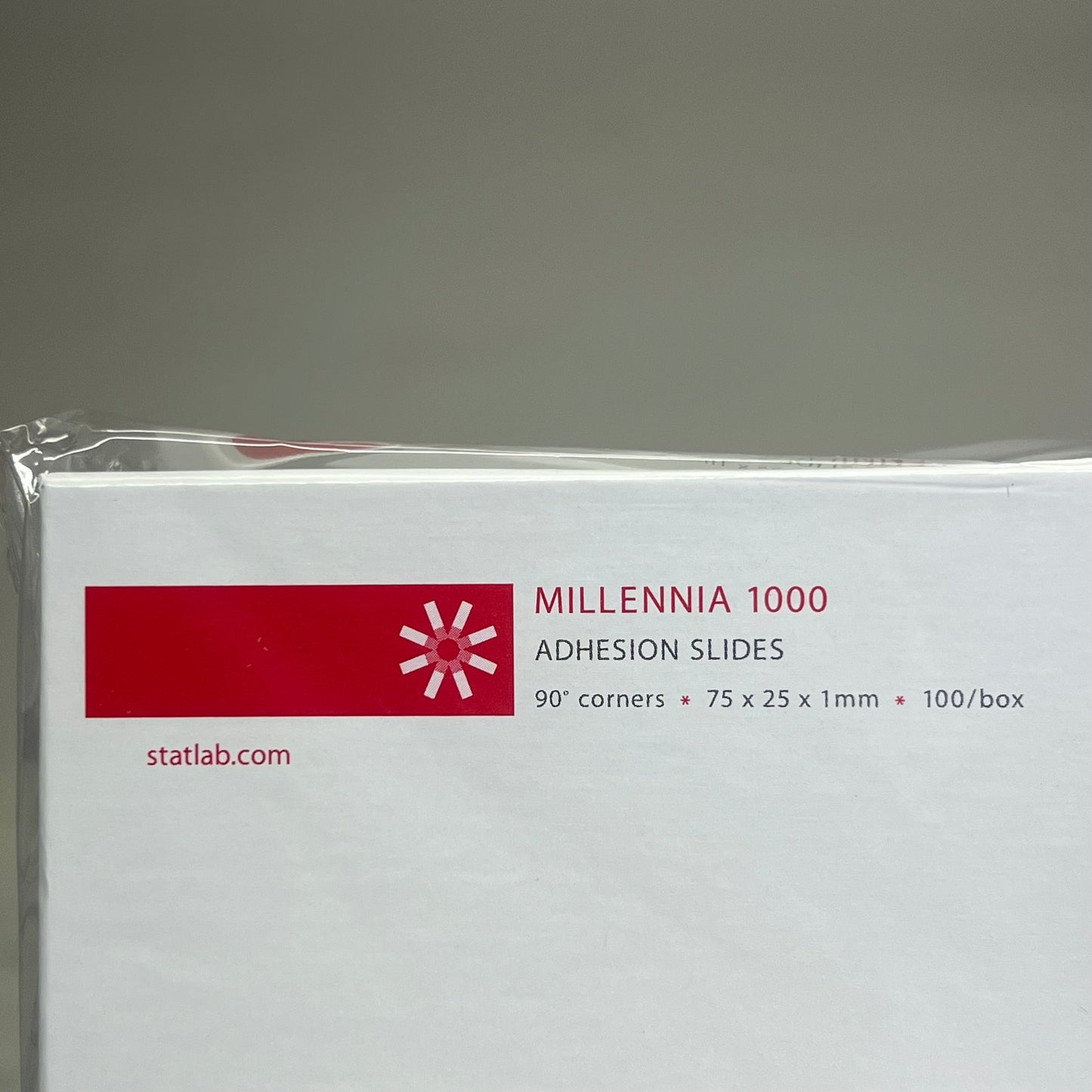 STATLAB (100 PACK) Millennia 1000 Adhesion Slides 90° Corners 75x25mm M1000W/90