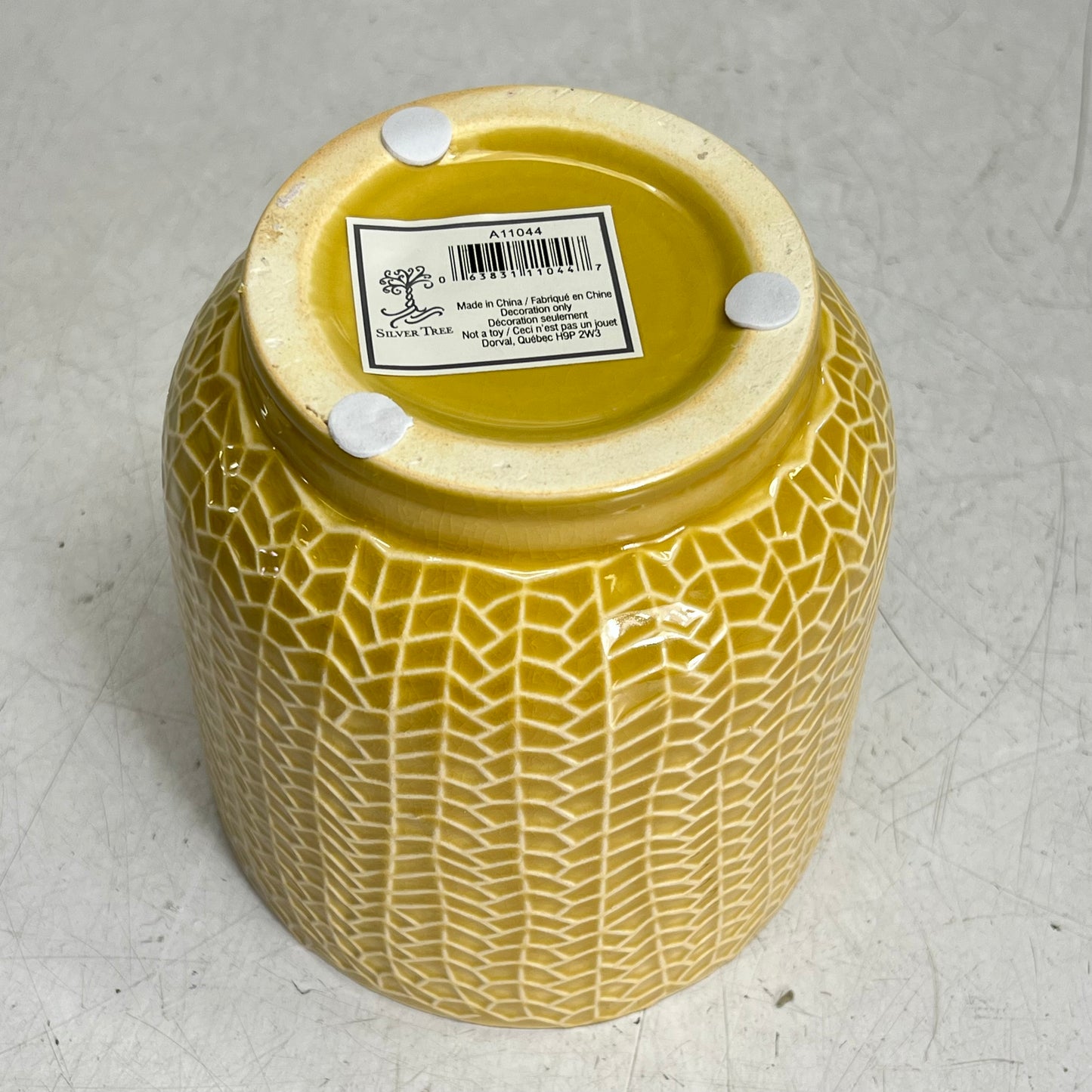 SILVER TREE Mini Fern Pattern Urn Shape Ceramic Plant Pot 6"x5.5" Yellow A11044