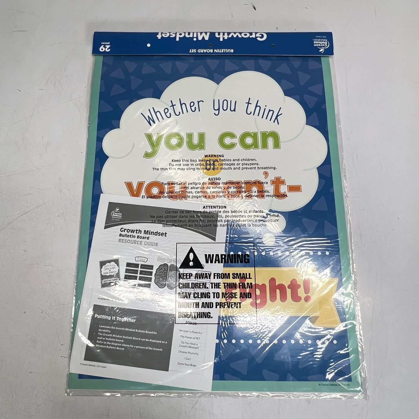CARSON DELLOSA (2 PACK) Bulletin Board Set Posters Growth Mindset 29 Pieces