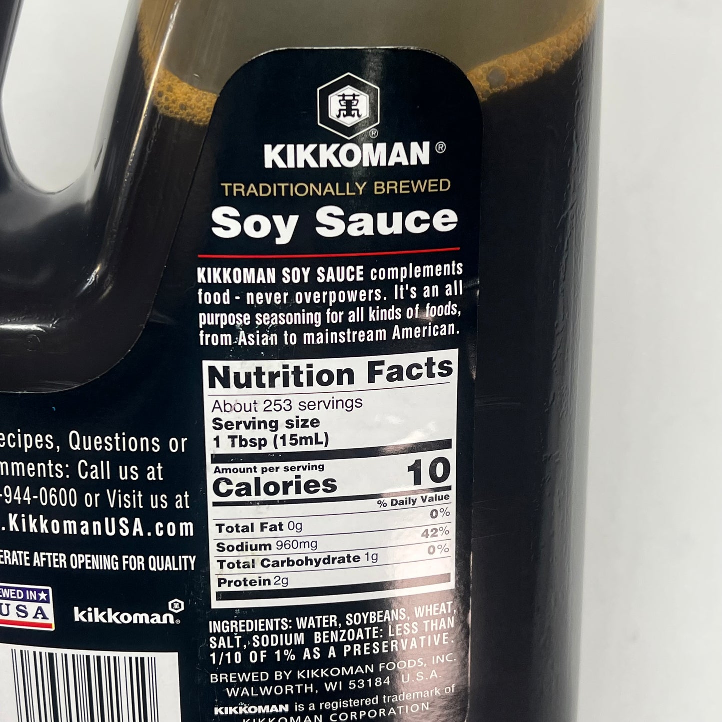 ZA@ KIKKOMAN All Purpose Traditionally Brewed Soy Sauce  1 Gal 253 Servings BB 04/|28