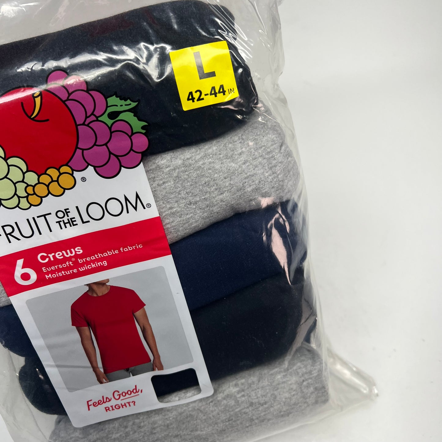 ZA@ FRUIT OF THE LOOM (6 PACK) Crew Neck T-shirts  Men's Sz L Assorted Colors