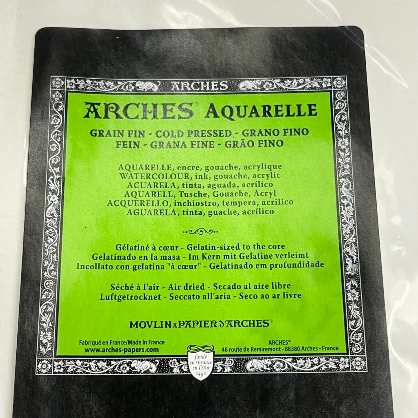 ARCHES (5 PACK) Water Color Paper Cold Pressed 22"x30" Natural White A1795013