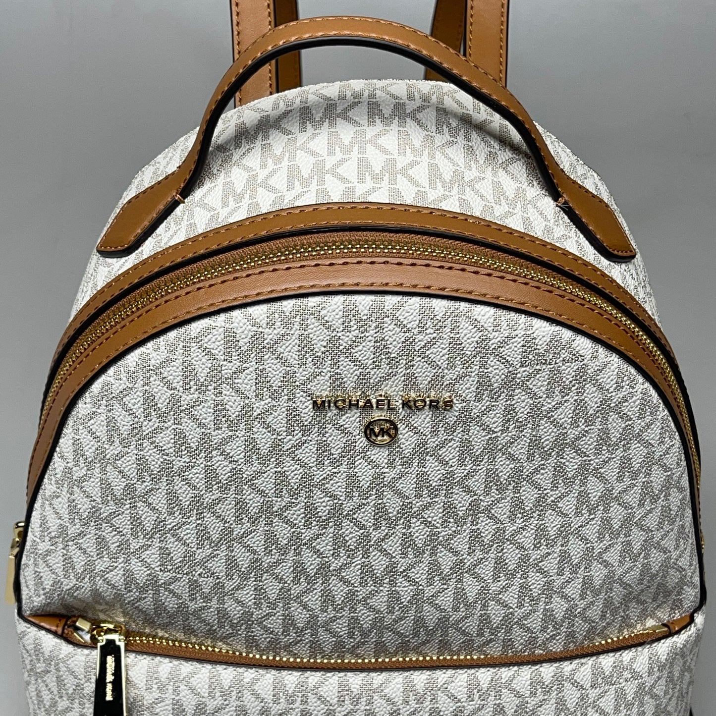 MICHAEL KORS Valerie Backpack Purse Vanilla / Acorn 38F2G9VB2B