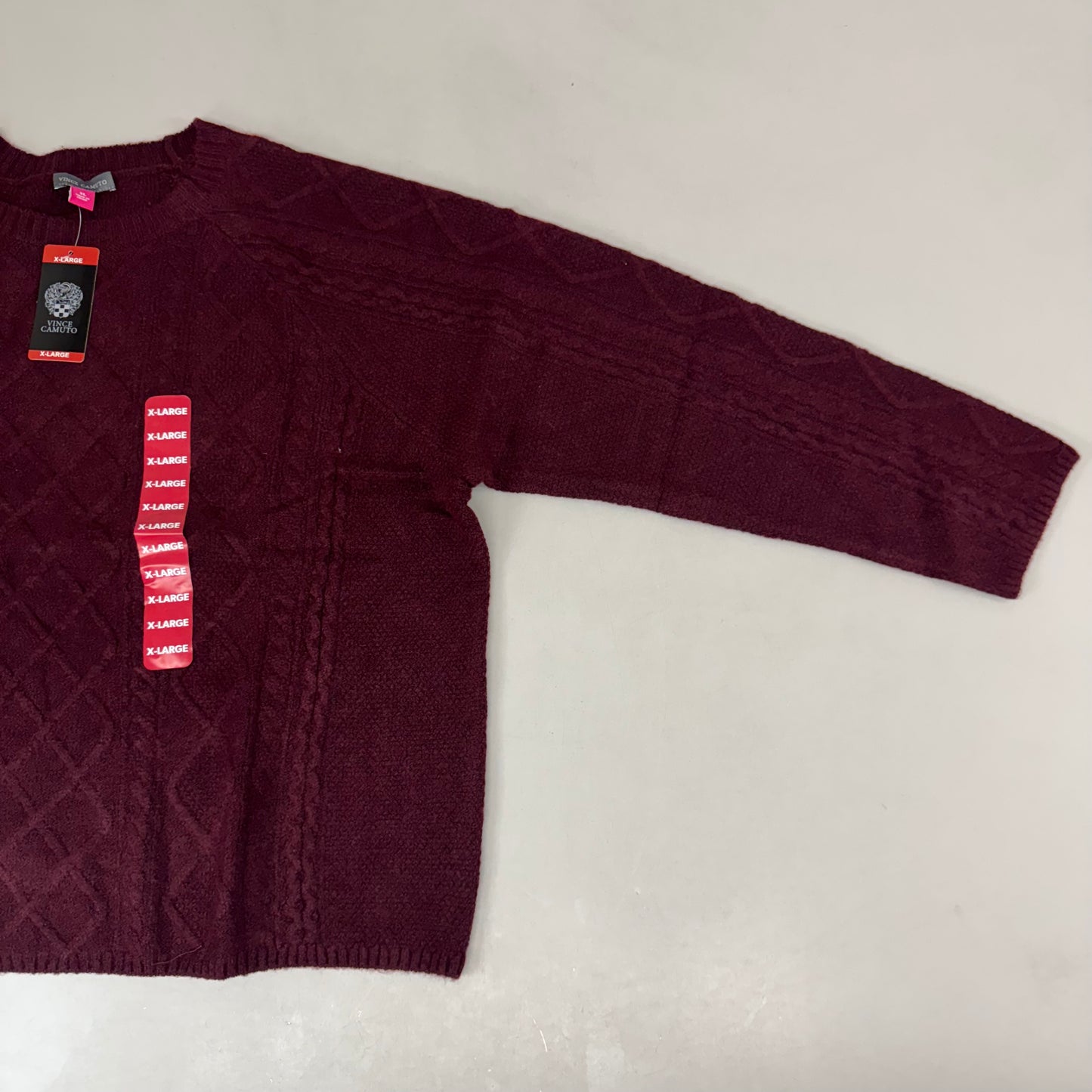 VINCE CAMUTO Cable Knit Sweater Women's Sz-XL Wine SC2895