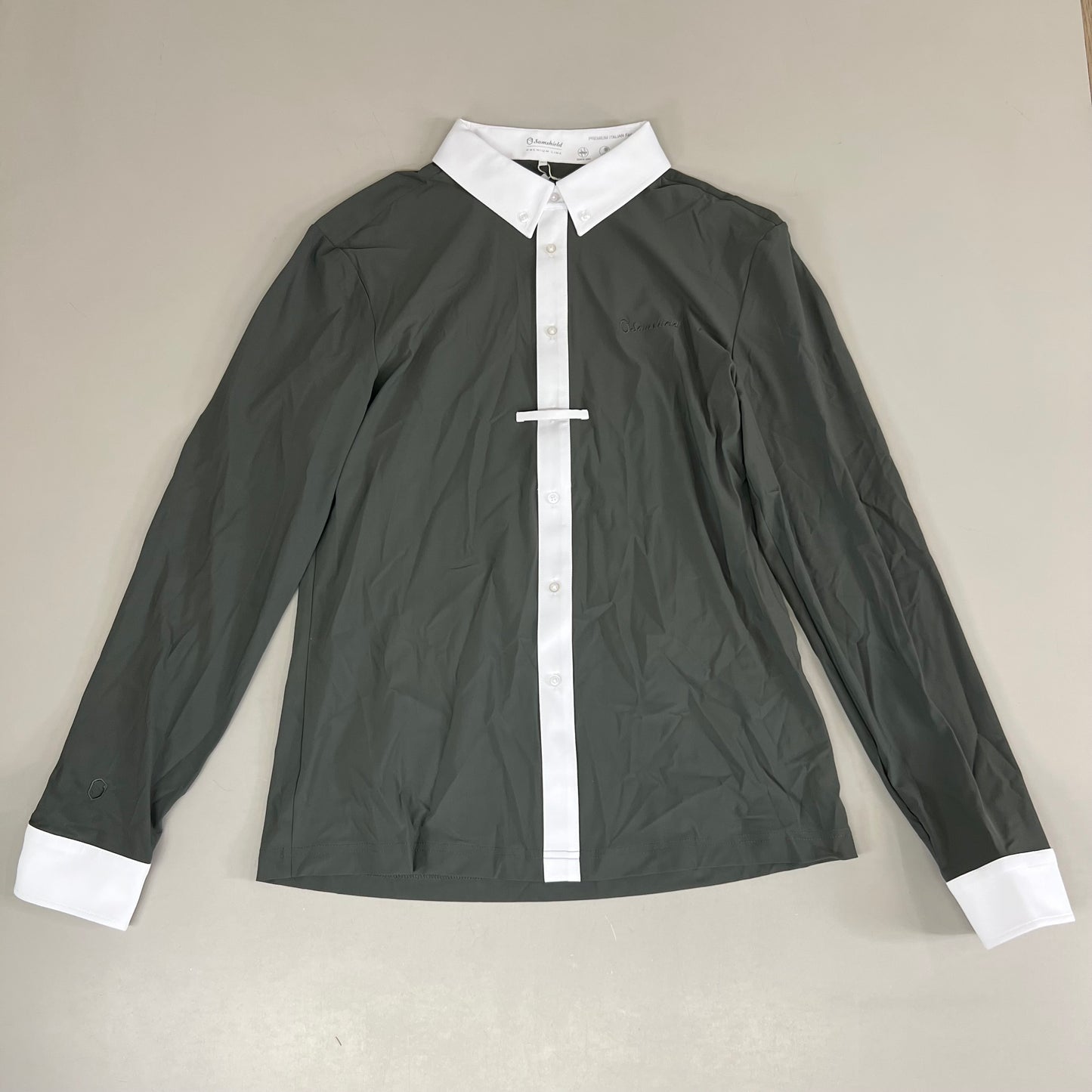 SAMSHIELD Smith Long Sleeves Equestrian Polo Women's Sz L Mineral