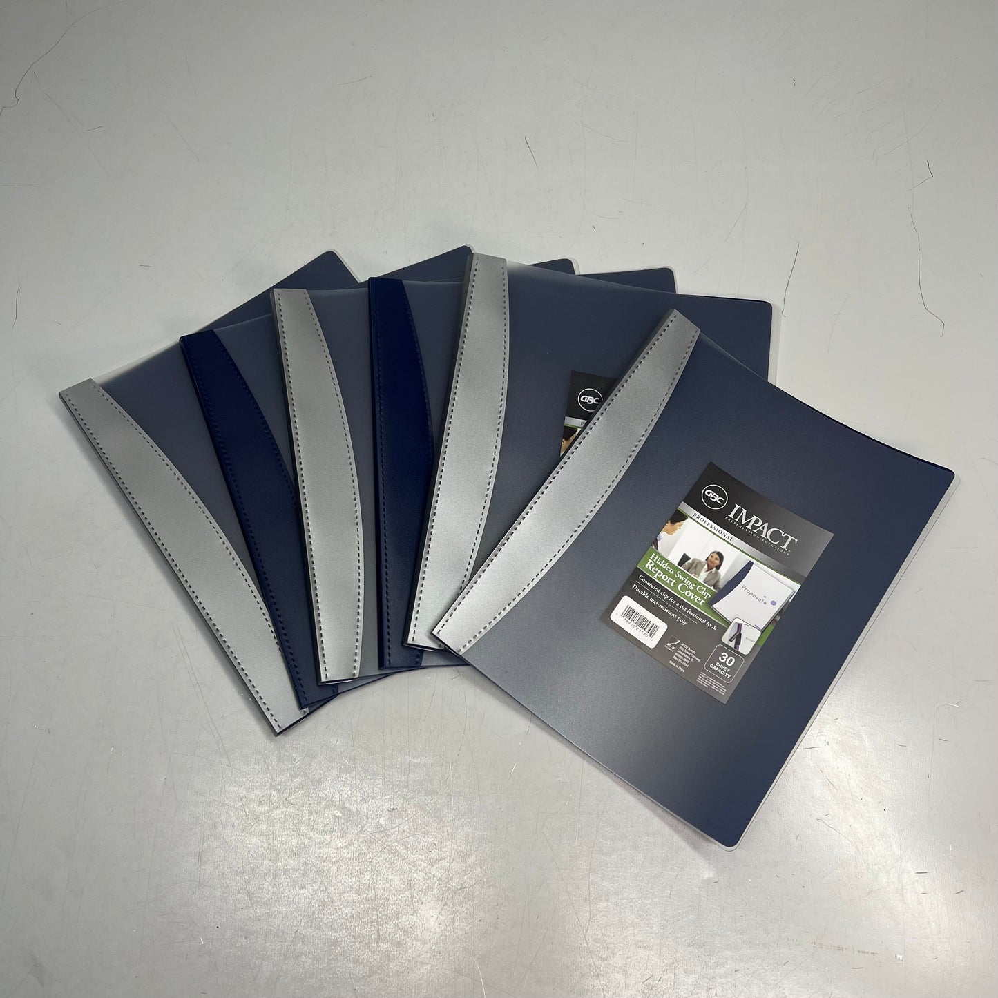 IMPACT (6 PACK) Hidden Swing Clip Report Cover 9 X 11-1/2" Navy Blue Q-21530