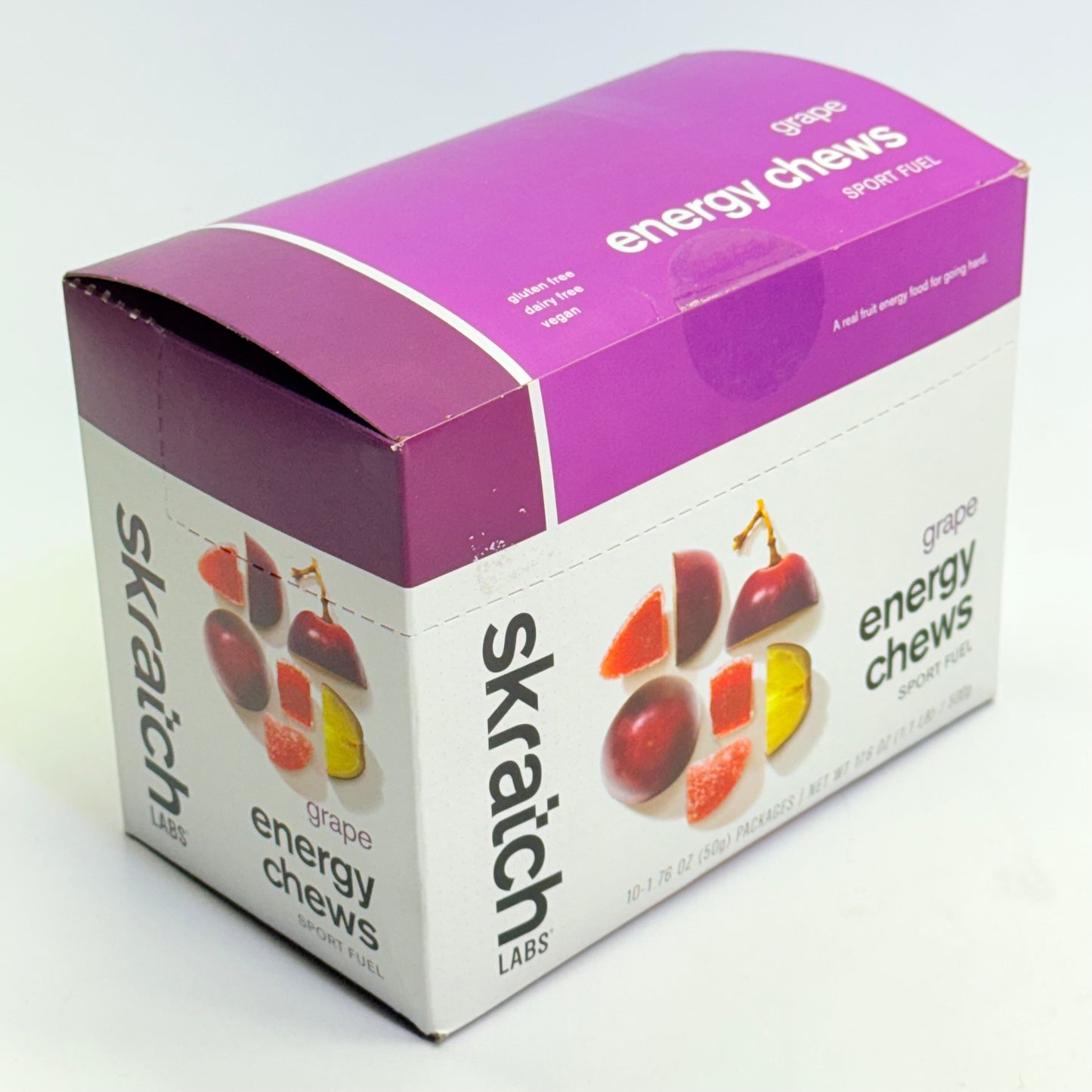ZA@ SKRATCH (10 PACK) Grape Energy Chews 1.76 Oz BB 01/27 (New - Dented Box)