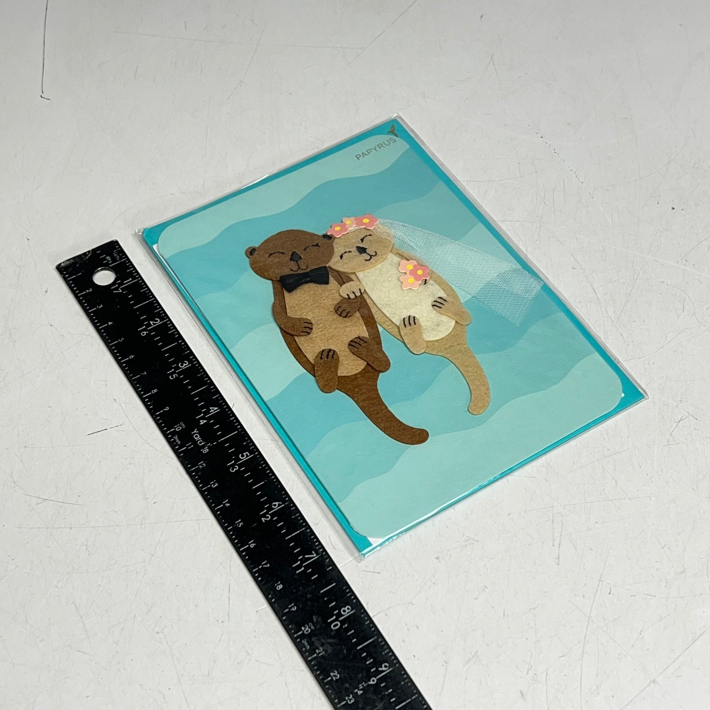 PAPYRUS (3 PACK) "Made For Each Otter" Wedding Congratulations Card 6" Blue