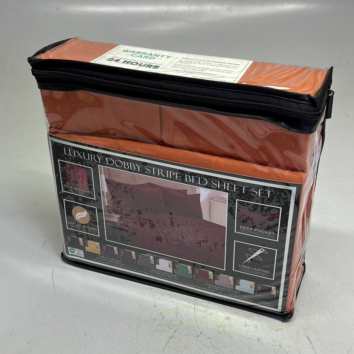 ZA@ ELEGANT COMFORT (6 PIECE SET) Luxury Soft Bed Sheets Set Dobby Stripe Design Twin/Twin XL Copper C