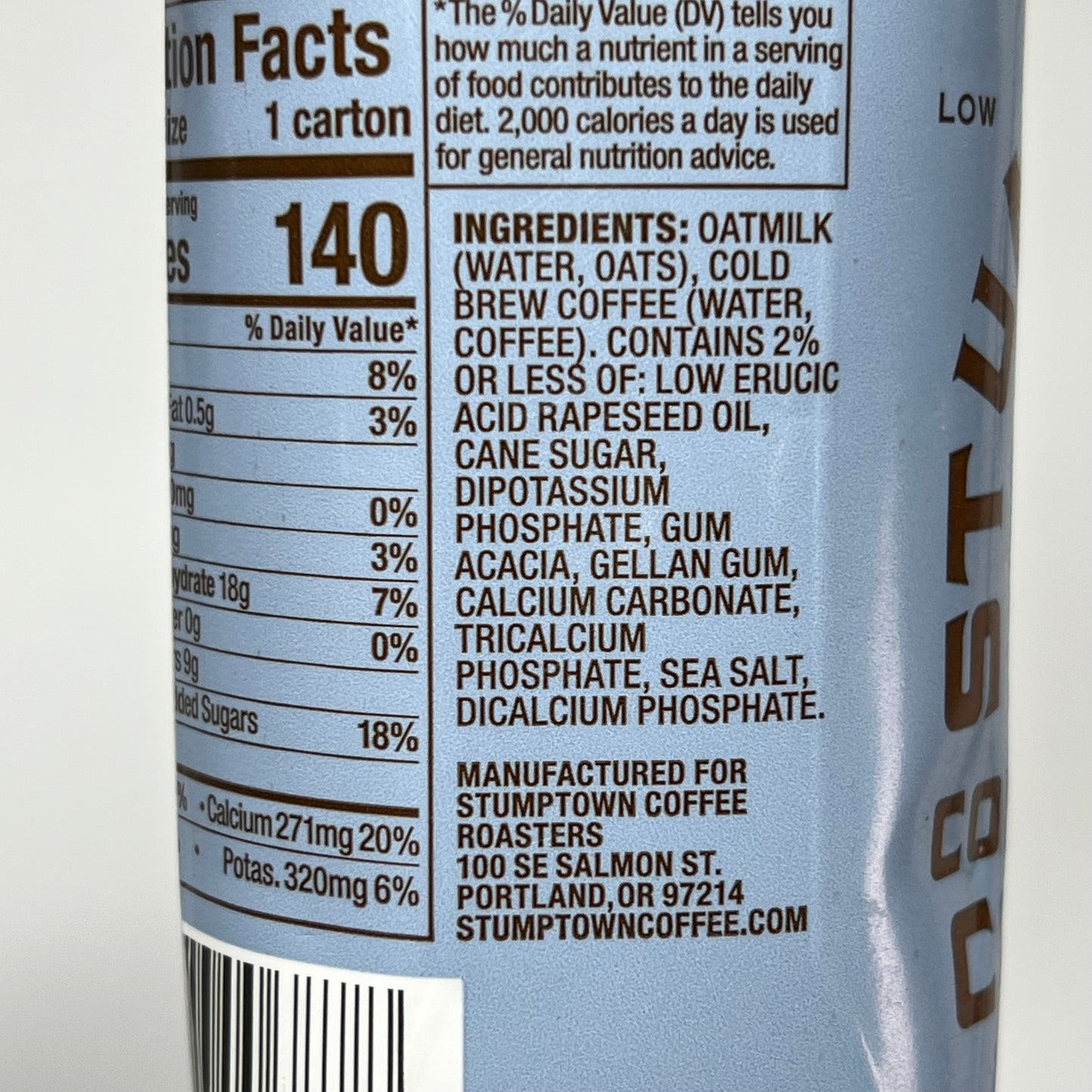 STUMPTOWN (12 PACK) Cold Brew W/ Oatly Oatmilk Original Flavor 11oz BB 01/27