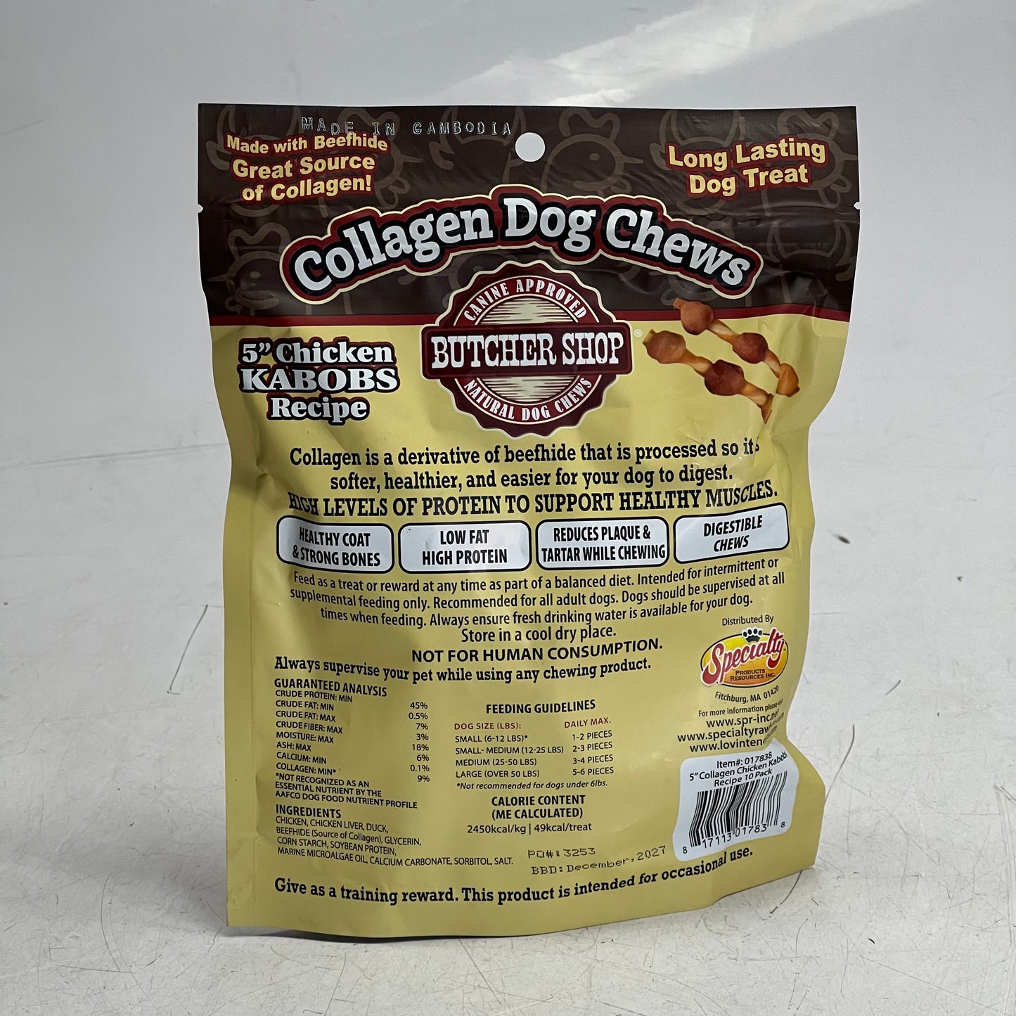 BUTHER SHOP (2 PACK) Natural Dog Chews 5" Chicken Kabobs Recipe 7.10 oz 017838 BB 12/27