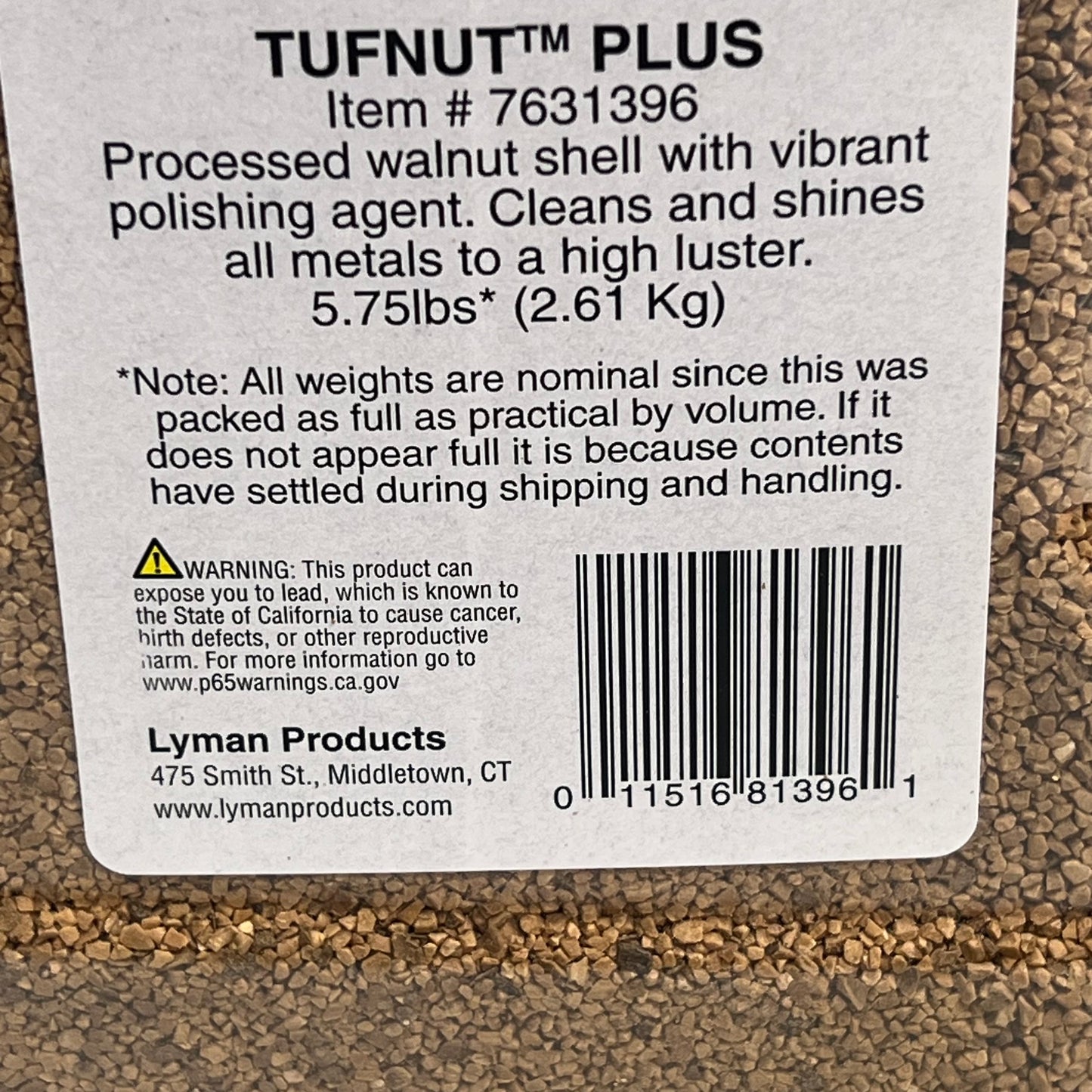 ZA@ LYMAN  Tufnut Plus Turbo Tumbler Media Shell Polishing Compound 5.75lbs 7631396